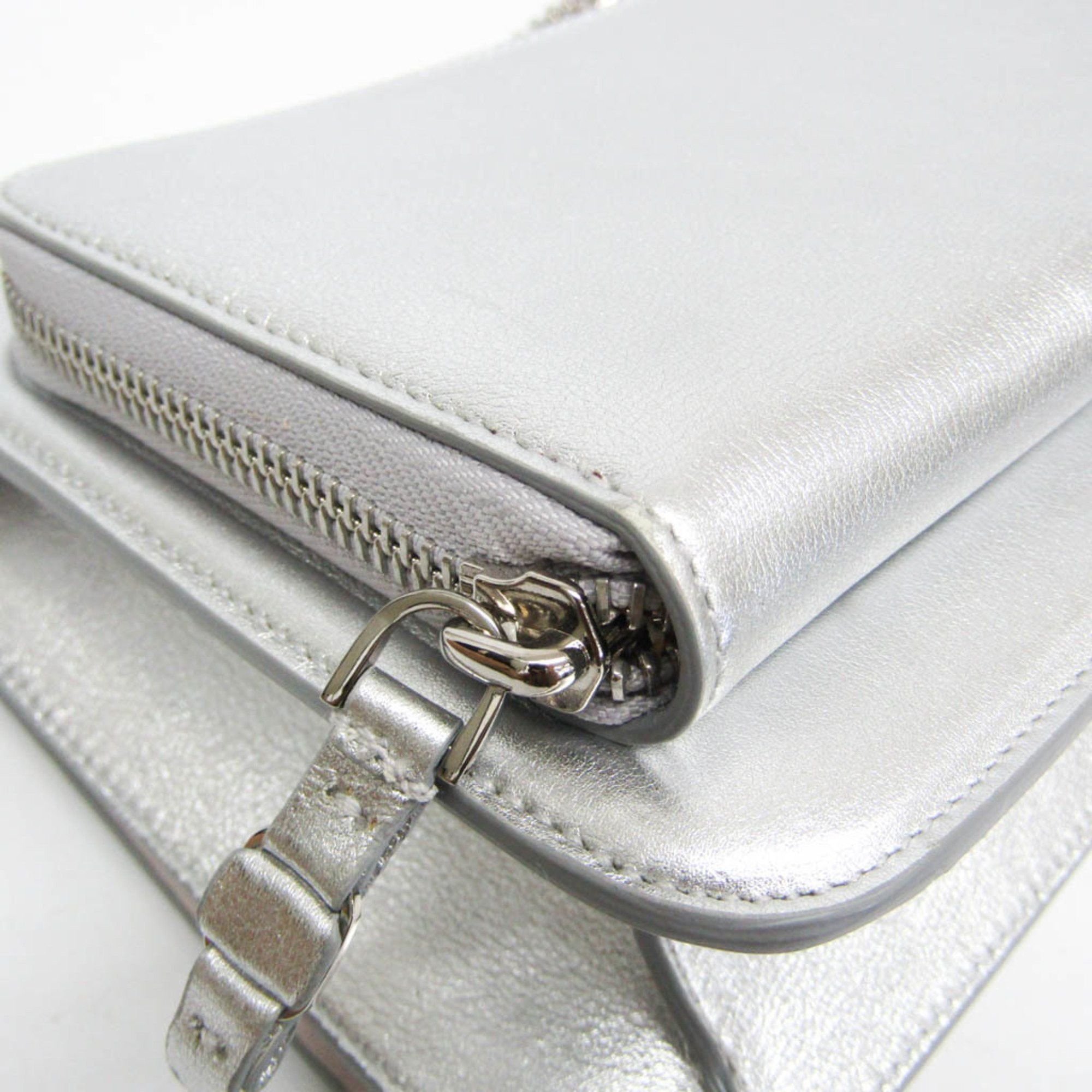 Salvatore Ferragamo Vara Silver Leather Shoulder Bag (Pre-Owned) Size ONE SIZE - 5 Thumbnail