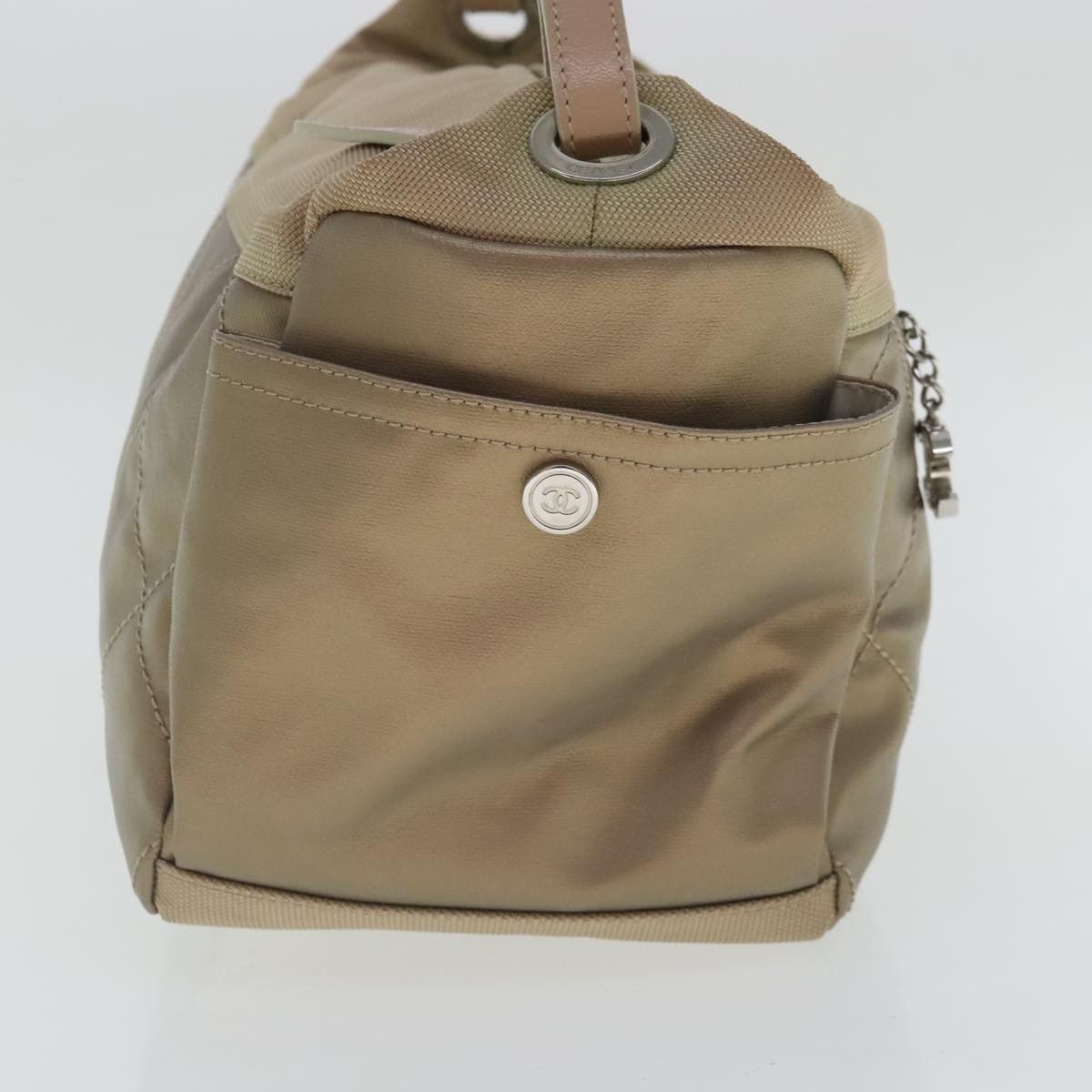 Chanel Paris Biarritz Gold Canvas Shoulder Bag (Pre-Owned) Size ONE SIZE - 3 Thumbnail