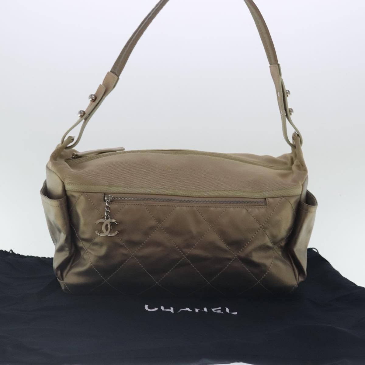 Chanel Paris Biarritz Gold Canvas Shoulder Bag (Pre-Owned) Size ONE SIZE - 10 Thumbnail