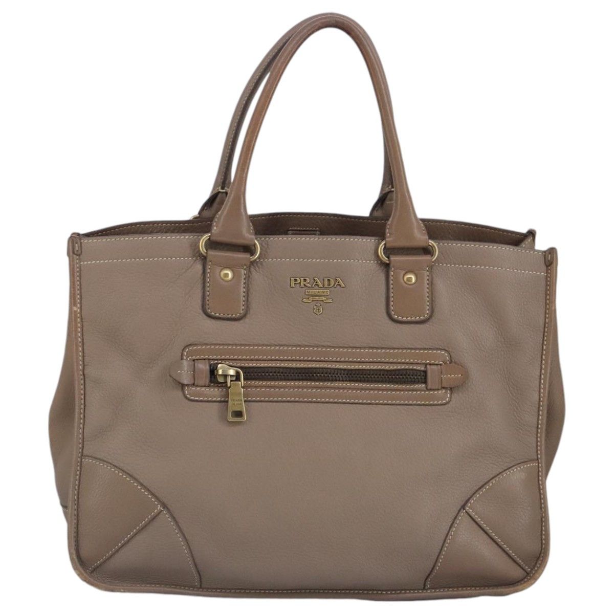 Prada Brown Leather Handbag (Pre-Owned) Size ONE SIZE - 2 Thumbnail