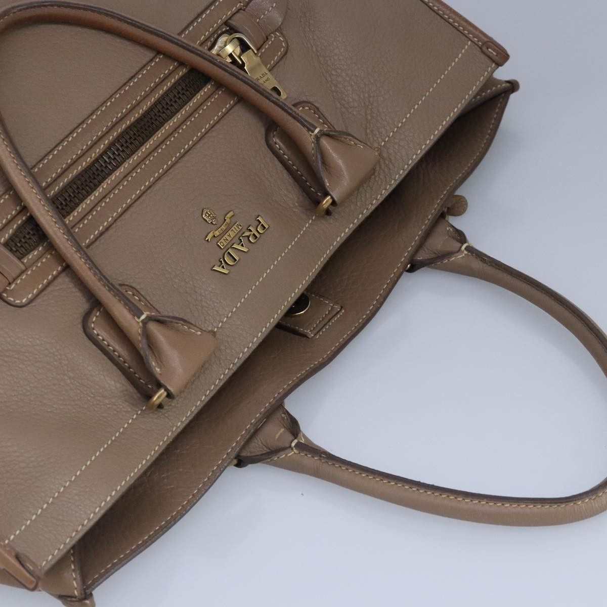 Prada Brown Leather Handbag (Pre-Owned) Size ONE SIZE - 6 Thumbnail