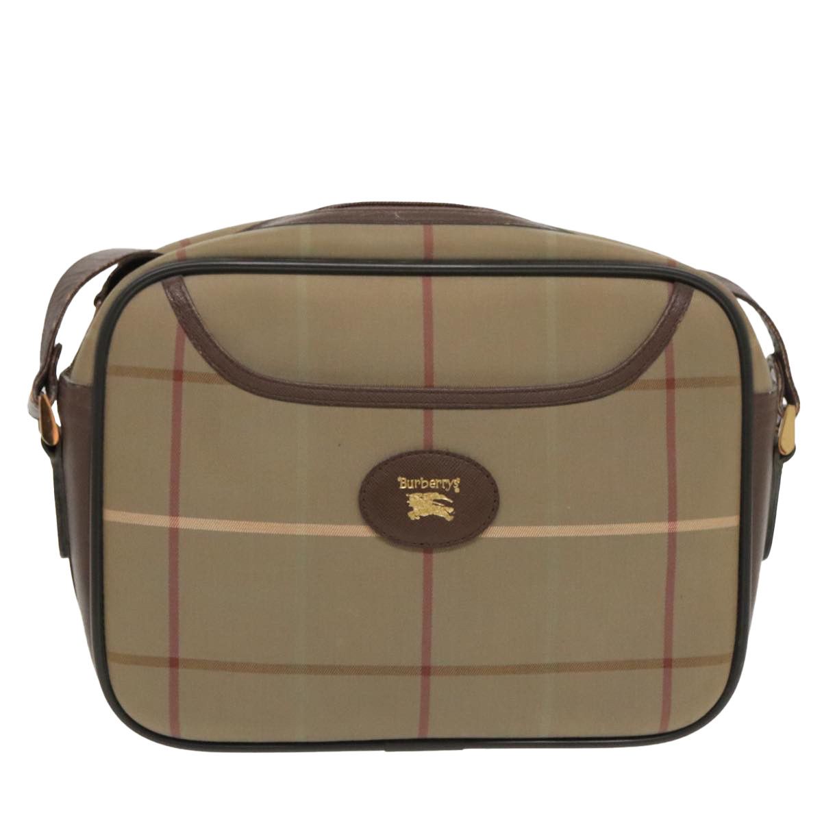 Burberry Check Link Brown Canvas Shoulder Bag (Pre-Owned) Size ONE SIZE - 2 Thumbnail
