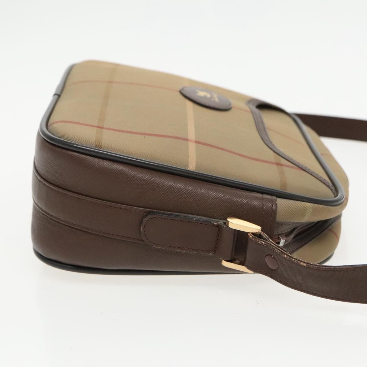 Burberry Check Link Brown Canvas Shoulder Bag (Pre-Owned) Size ONE SIZE - 4 Thumbnail