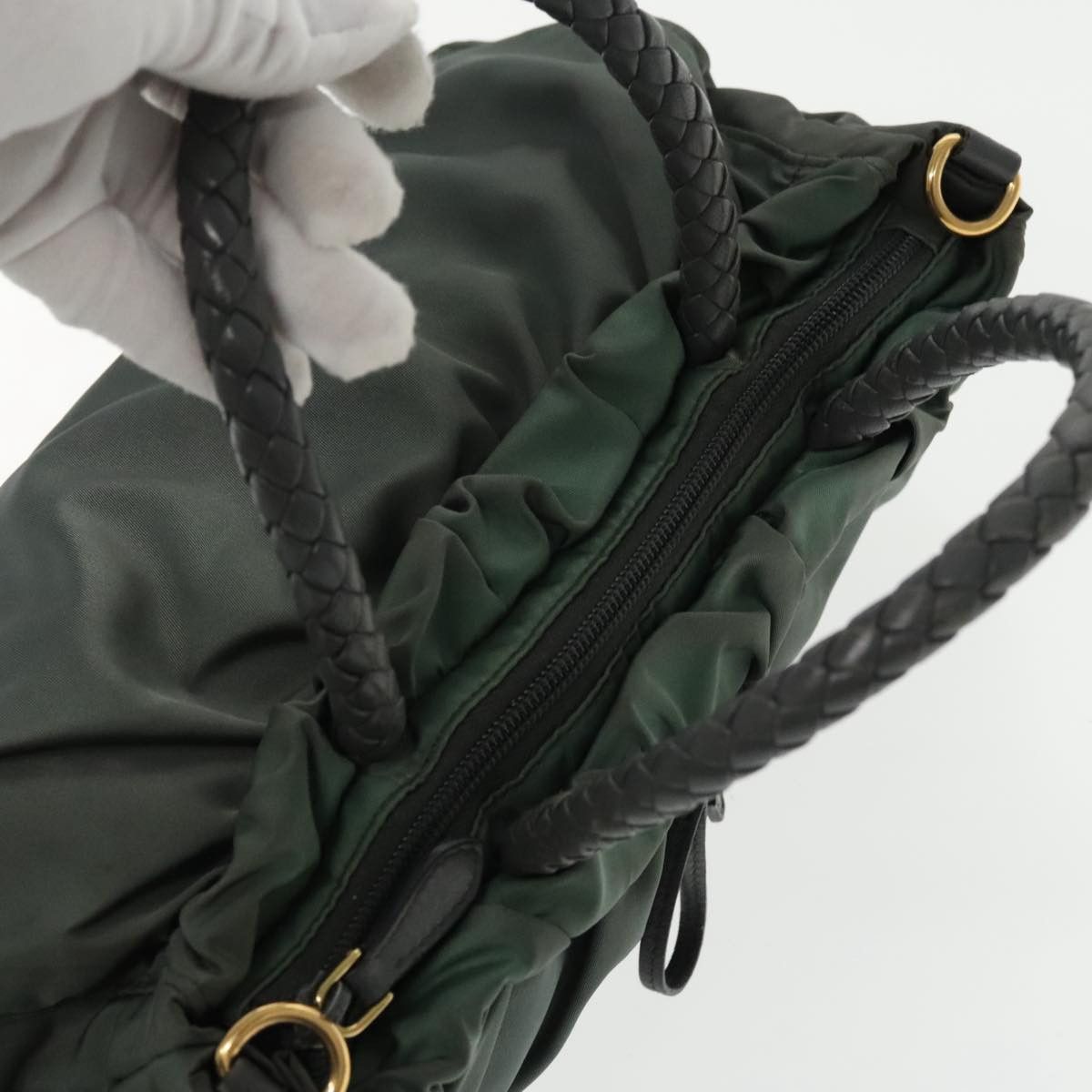 Prada Tessuto Khaki Synthetic Handbag (Pre-Owned) Size ONE SIZE - 11 Thumbnail