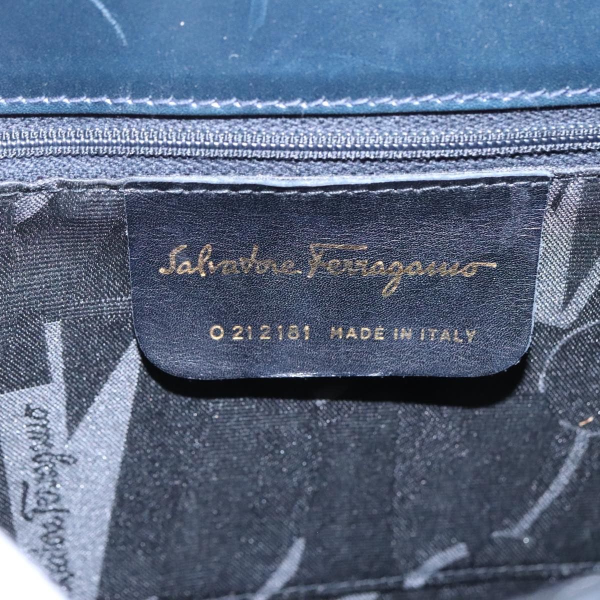 Salvatore Ferragamo Gancini Navy Leather Handbag (Pre-Owned) Size ONE SIZE - 9 Thumbnail