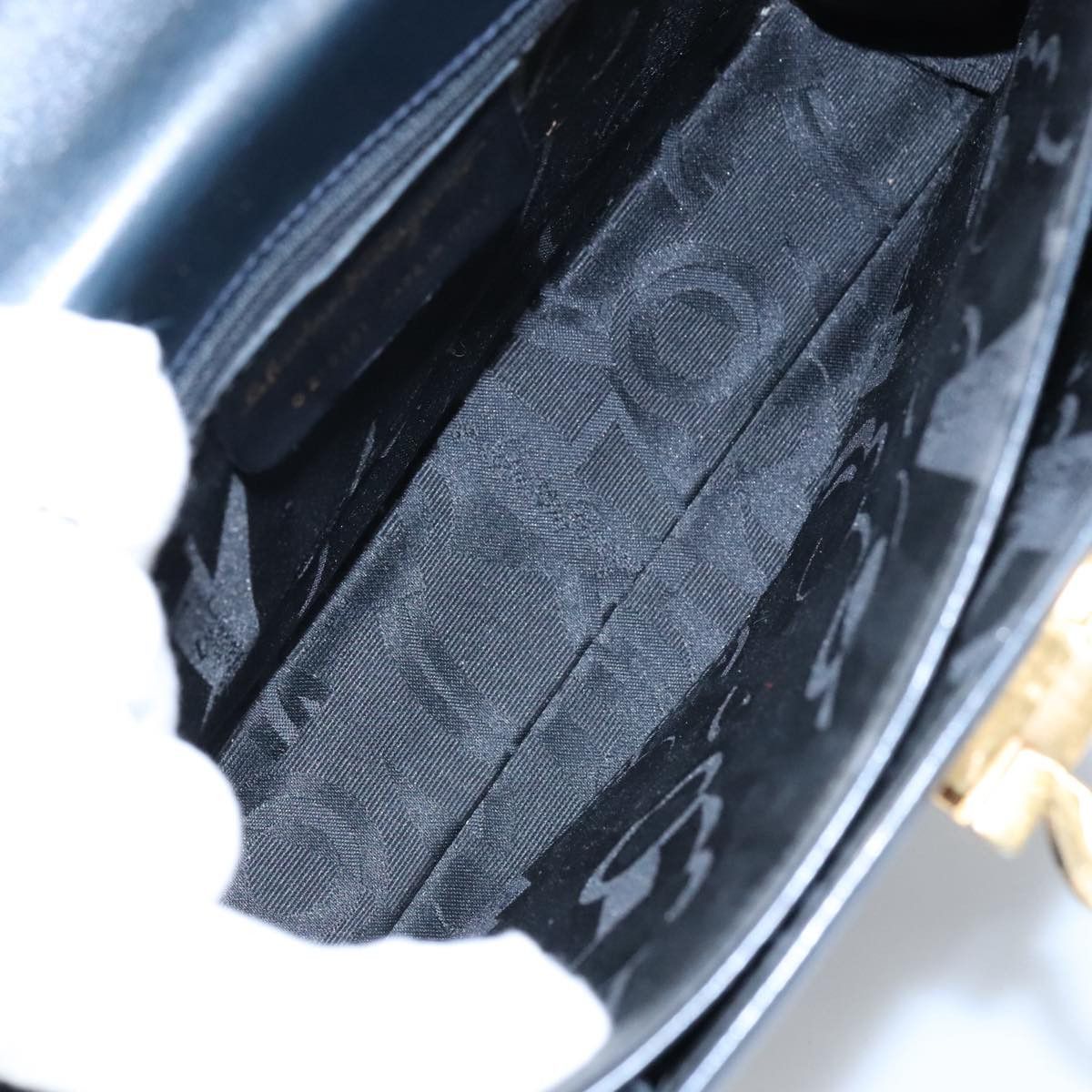 Salvatore Ferragamo Gancini Navy Leather Handbag (Pre-Owned) Size ONE SIZE - 8 Thumbnail