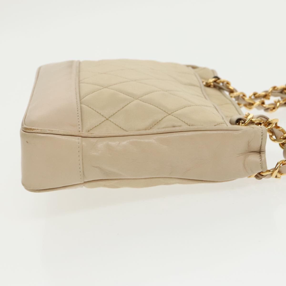 Chanel Quilted Beige Synthetic Shoulder Bag (Pre-Owned) Size ONE SIZE - 3 Thumbnail