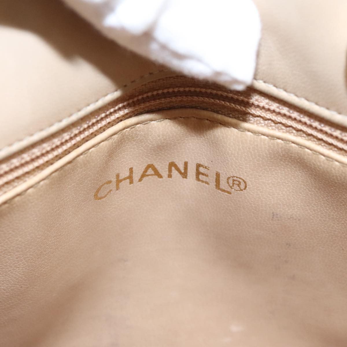 Chanel Quilted Beige Synthetic Shoulder Bag (Pre-Owned) Size ONE SIZE - 14 Thumbnail