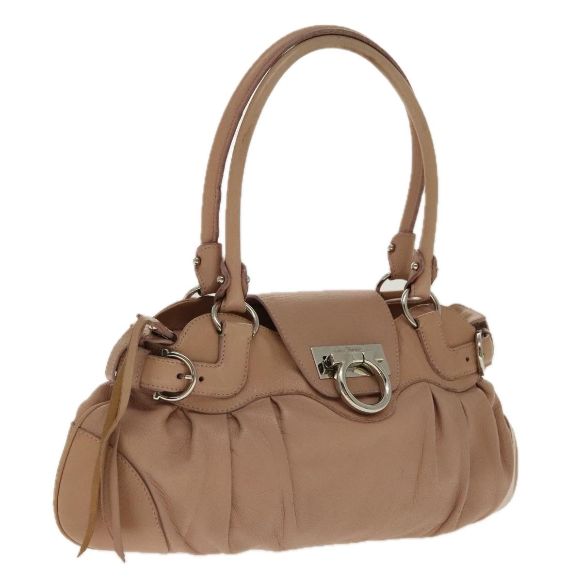 Salvatore Ferragamo Gancini Beige Leather Handbag (Pre-Owned) Size ONE SIZE - 16 Thumbnail