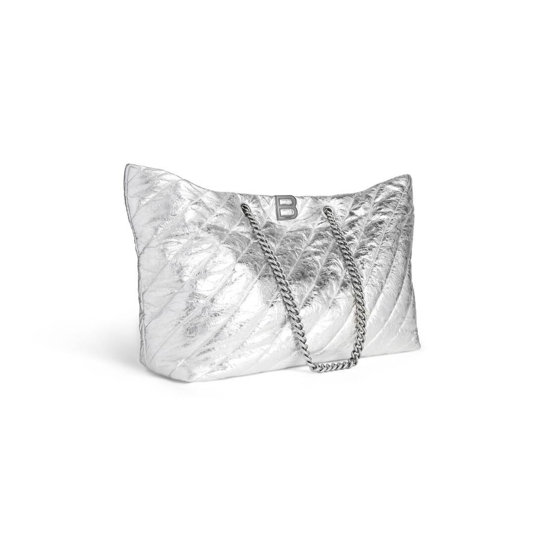 Balenciaga Crush Large Carry All Tote Bag Metallized Quilted in Silver Size ONE SIZE - 2 Thumbnail