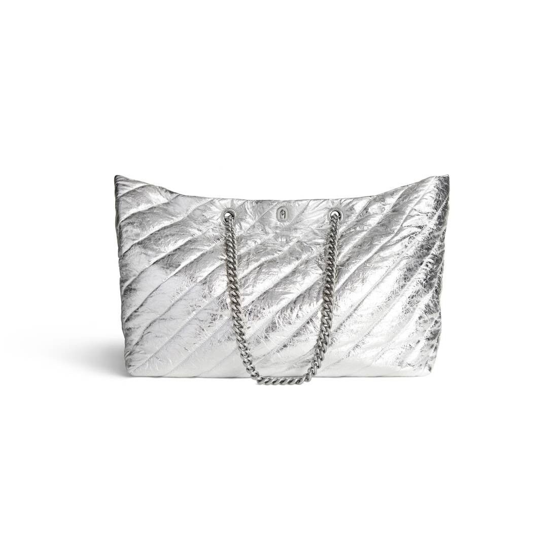 Balenciaga Crush Large Carry All Tote Bag Metallized Quilted in Silver Size ONE SIZE - 4 Thumbnail