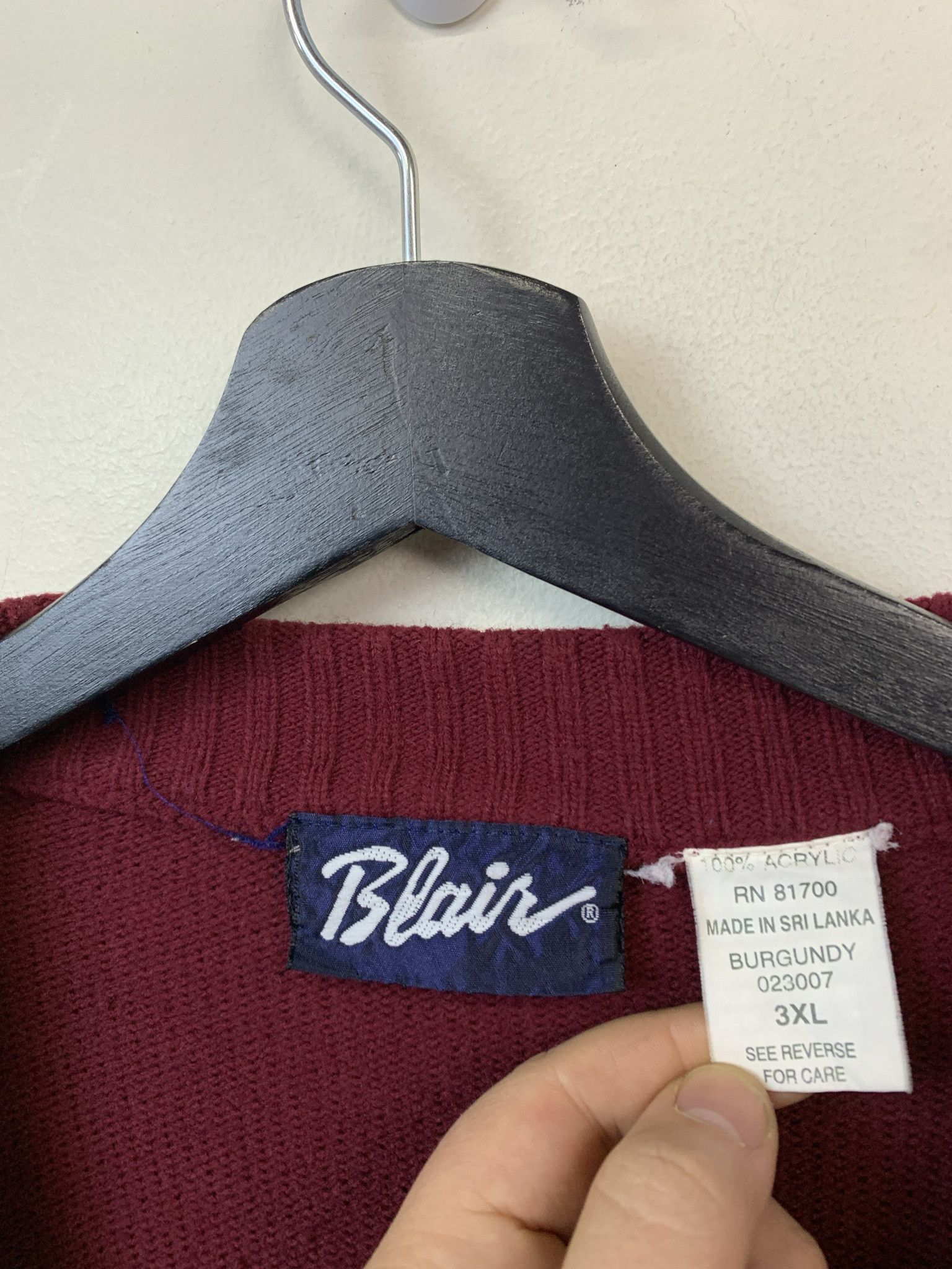 Other Vintage Sweater 1990s Knit Maroon Blair Cableknit Cardigan Size XL Size US XL / EU 56 / 4 - 2 Thumbnail
