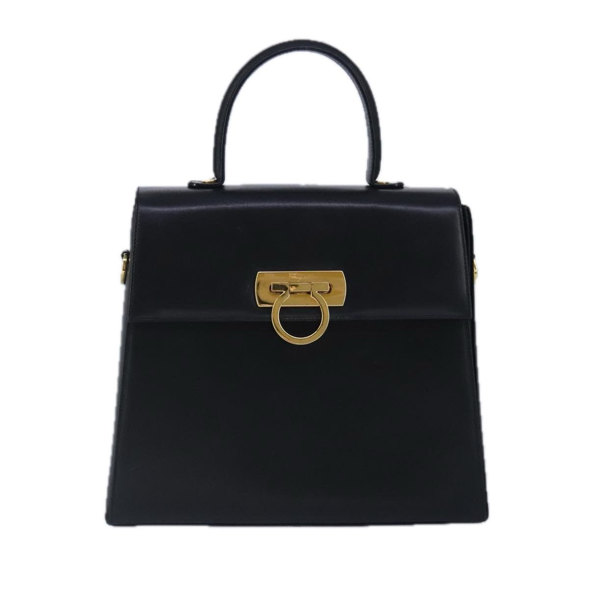 Salvatore Ferragamo Gancini Black Leather Handbag (Pre-Owned) Size ONE SIZE - 17 Thumbnail