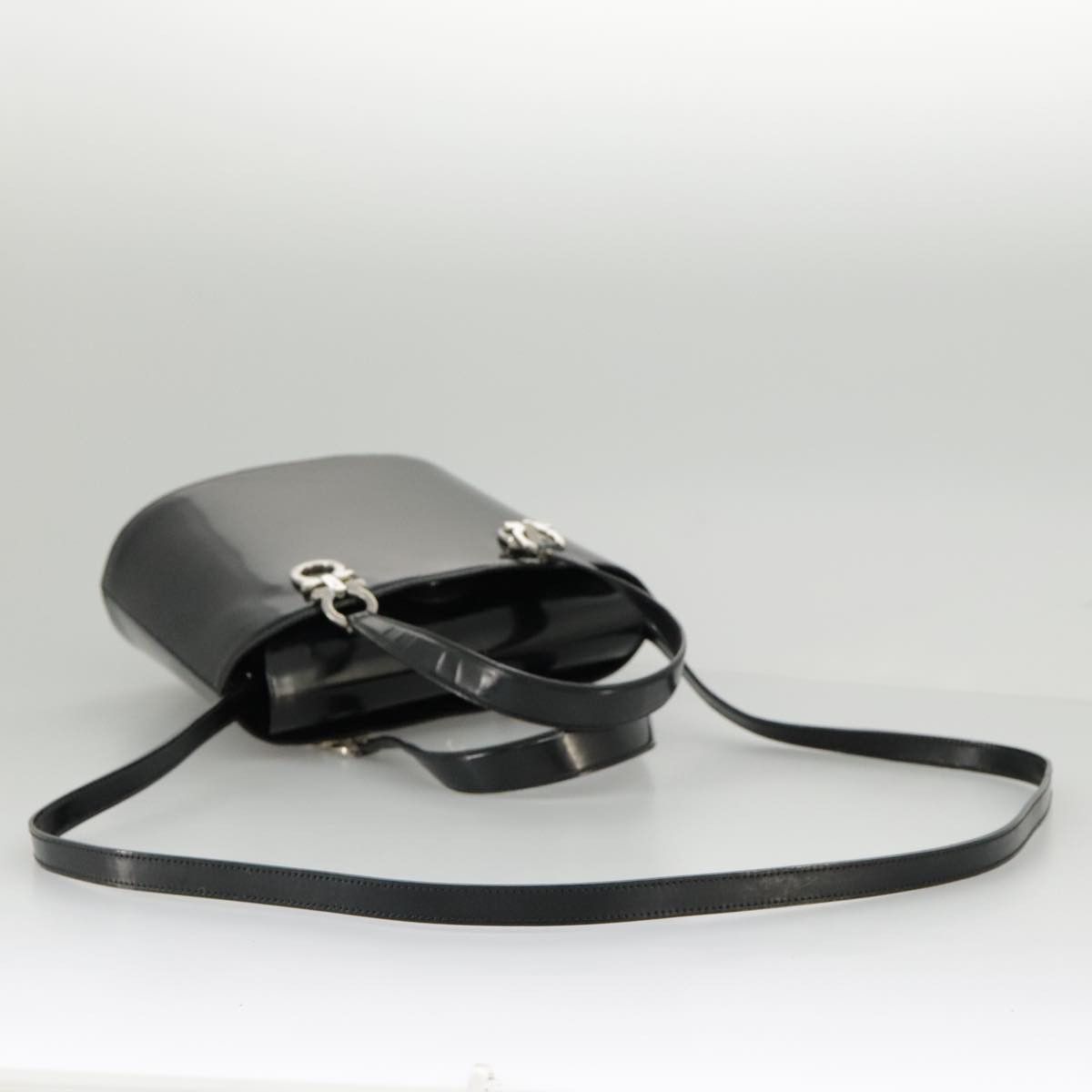 Salvatore Ferragamo Gancini Black Patent Leather Handbag (Pre-Owned) Size ONE SIZE - 14 Thumbnail