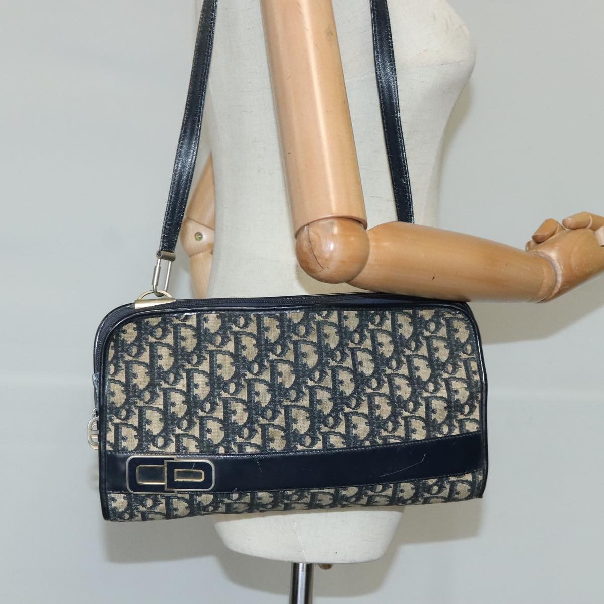 Dior Trotter Navy Canvas Shoulder Bag (Pre-Owned) Size ONE SIZE - 14 Thumbnail