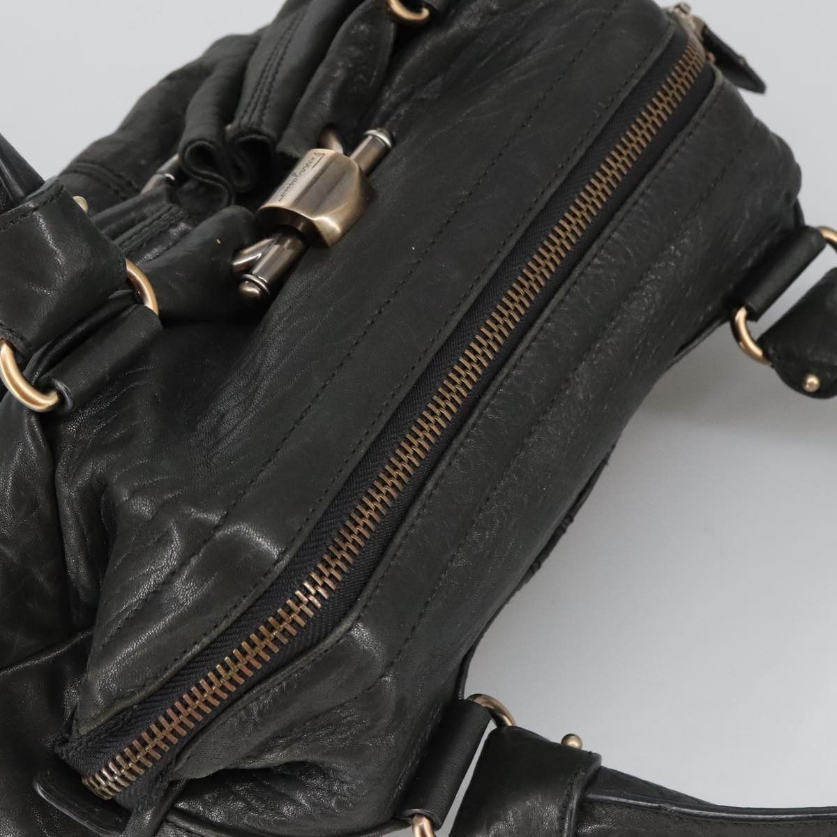 Salvatore Ferragamo Gancini Black Leather Handbag (Pre-Owned) Size ONE SIZE - 18 Thumbnail