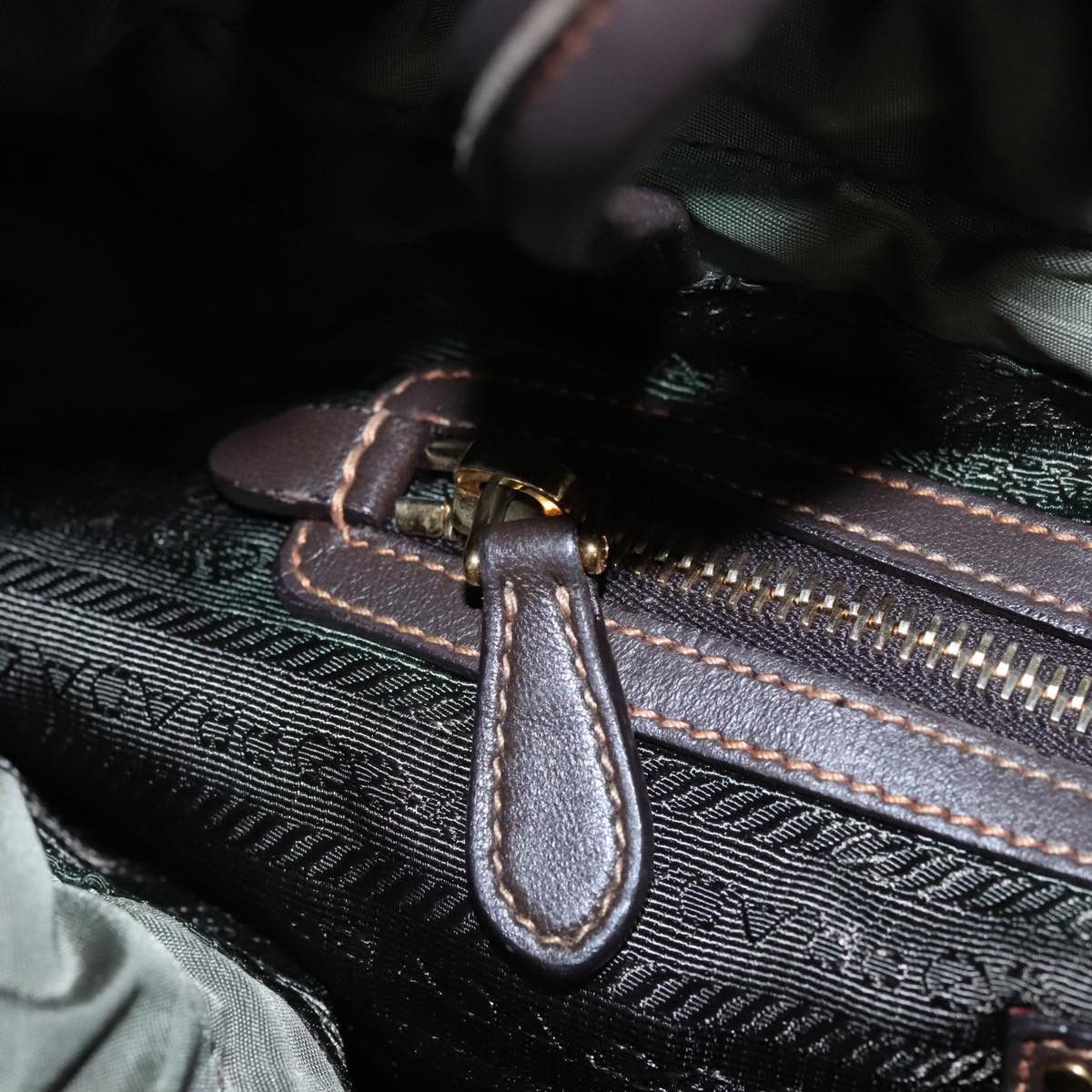 Khaki Synthetic Tote Bag (Pre-Owned)