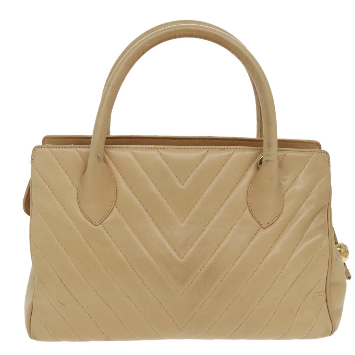 Chanel V-Stich Beige Leather Handbag (Pre-Owned) Size ONE SIZE - 2 Thumbnail