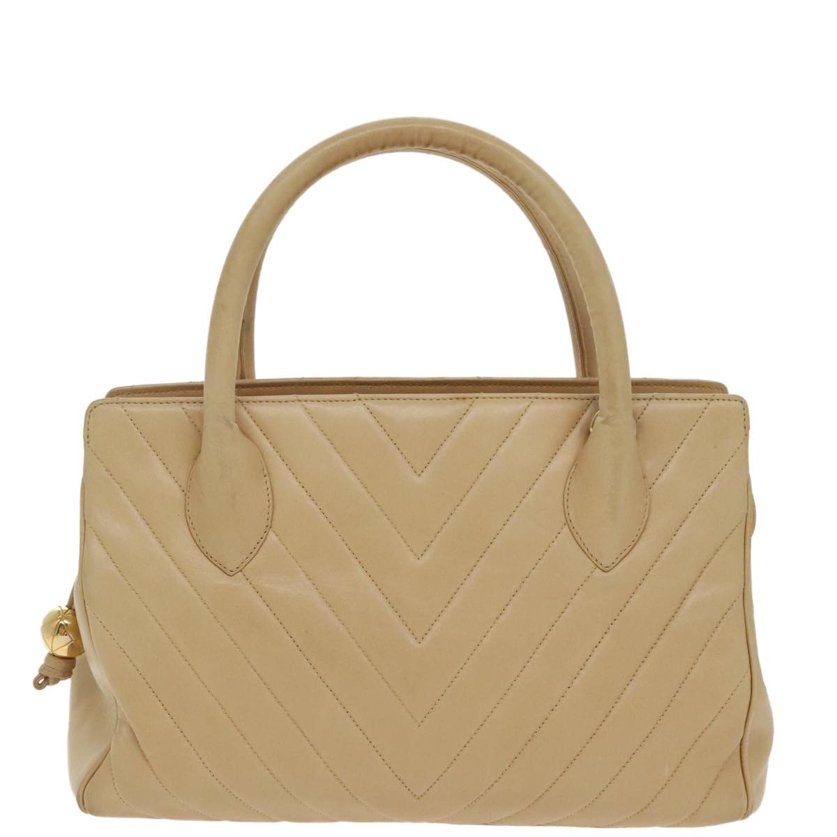 Chanel V-Stich Beige Leather Handbag (Pre-Owned) Size ONE SIZE - 20 Thumbnail