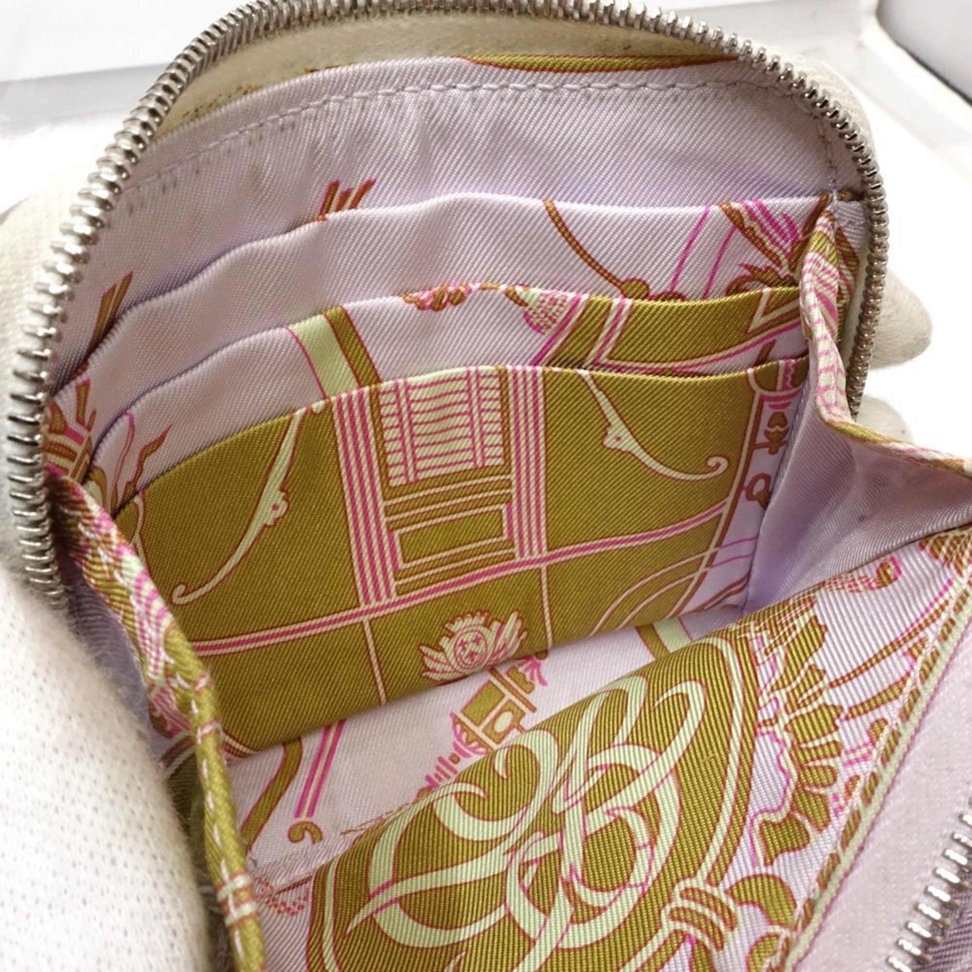 Hermes Hermes Wallet/Coin Case Azap Compact Silk In Coin Purse Veau Epsom x Crepe Mauve Pale 180990 Size ONE SIZE - 8 Thumbnail