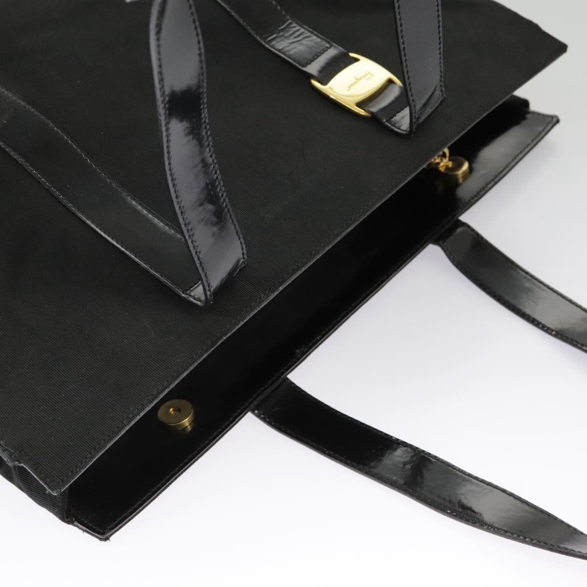 Salvatore Ferragamo Vara Black Canvas Tote Bag (Pre-Owned) Size ONE SIZE - 17 Thumbnail