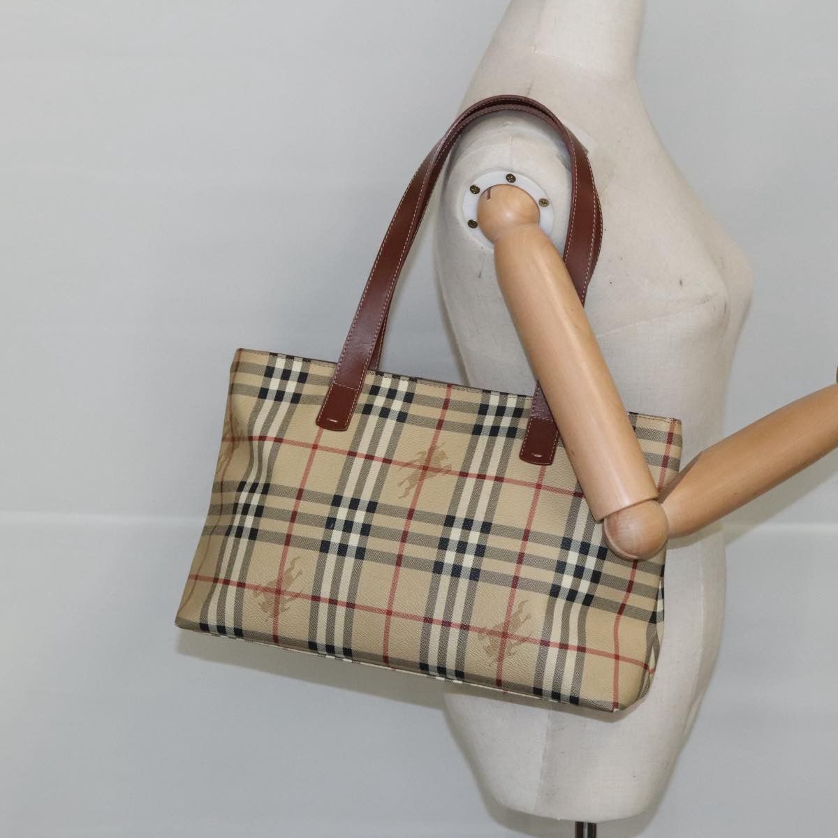 Burberry Nova Check Beige Canvas Shoulder Bag (Pre-Owned) Size ONE SIZE - 16 Thumbnail
