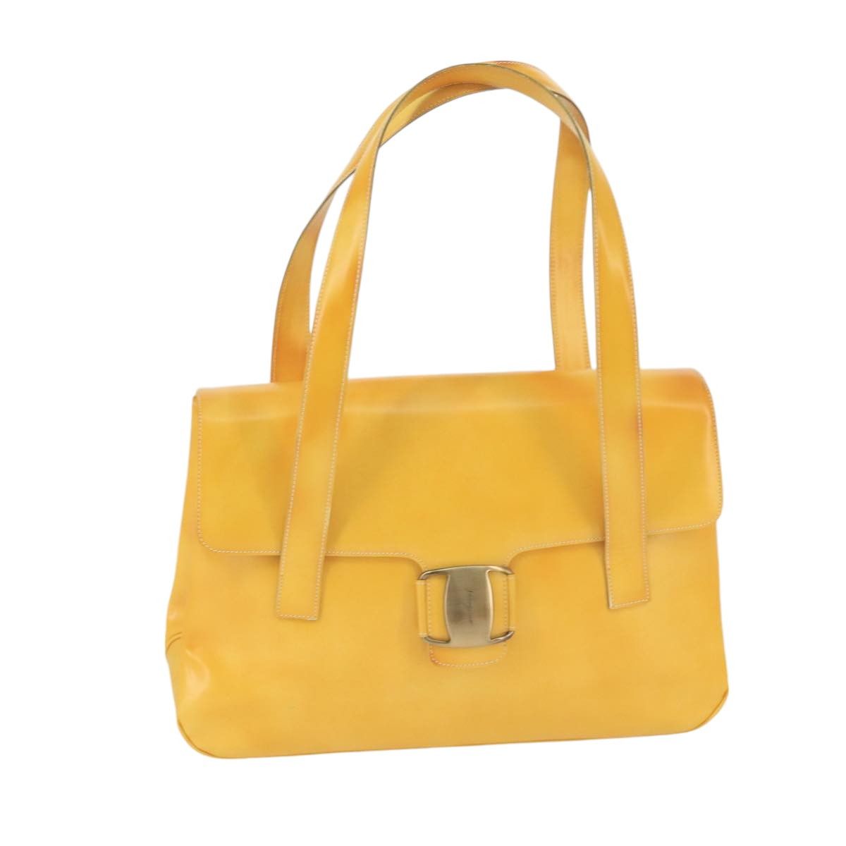 Salvatore Ferragamo Vara Yellow Leather Shoulder Bag (Pre-Owned) Size ONE SIZE - 16 Thumbnail