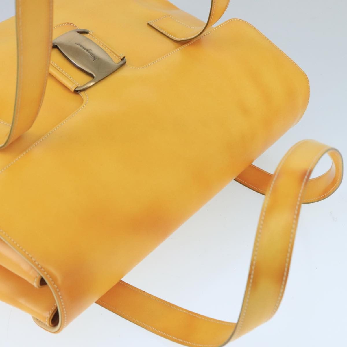 Salvatore Ferragamo Vara Yellow Leather Shoulder Bag (Pre-Owned) Size ONE SIZE - 7 Thumbnail