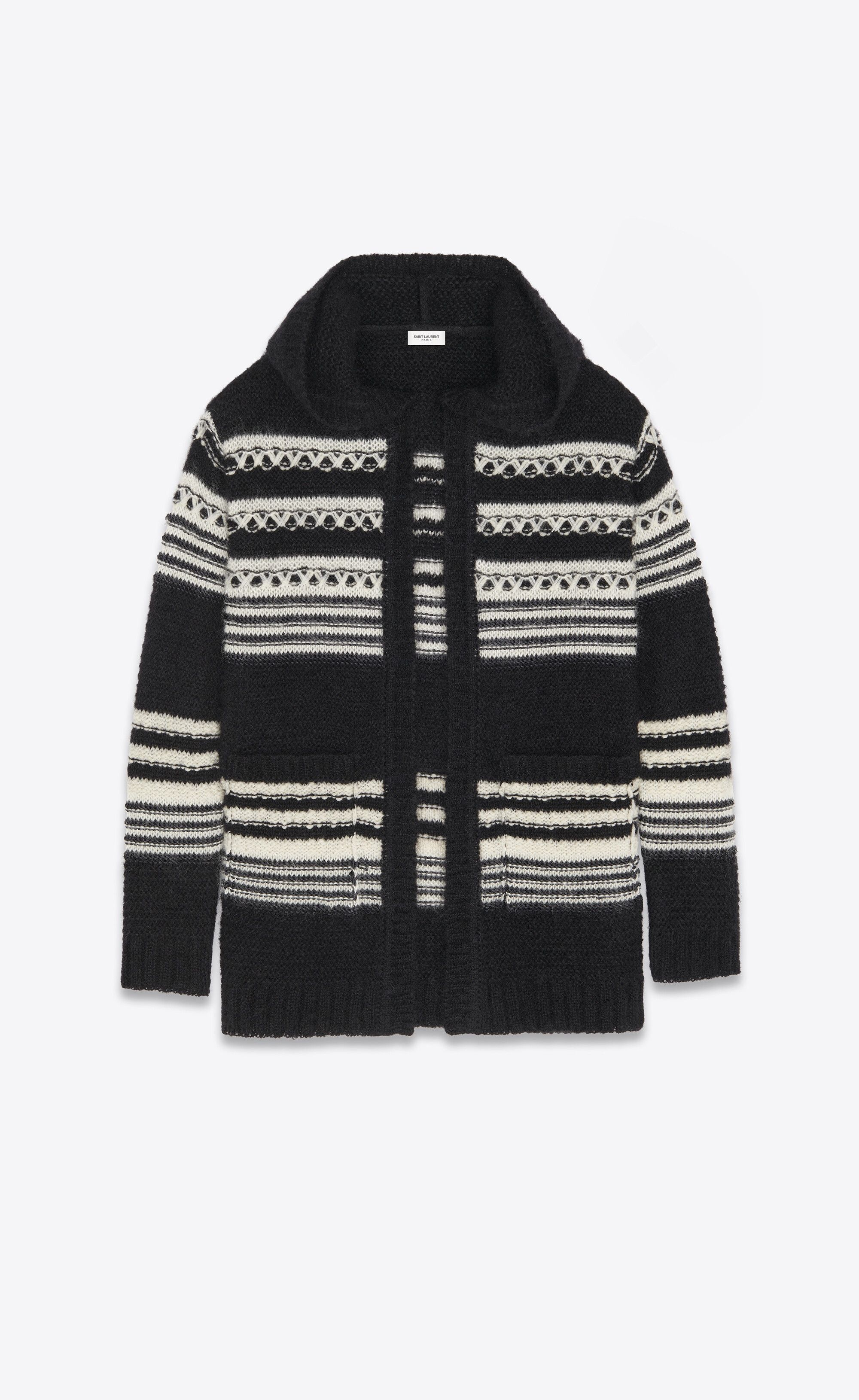 Saint Laurent Paris Baja Cardigan in striped mohair Size US M / EU 48-50 / 2 - 2 Thumbnail