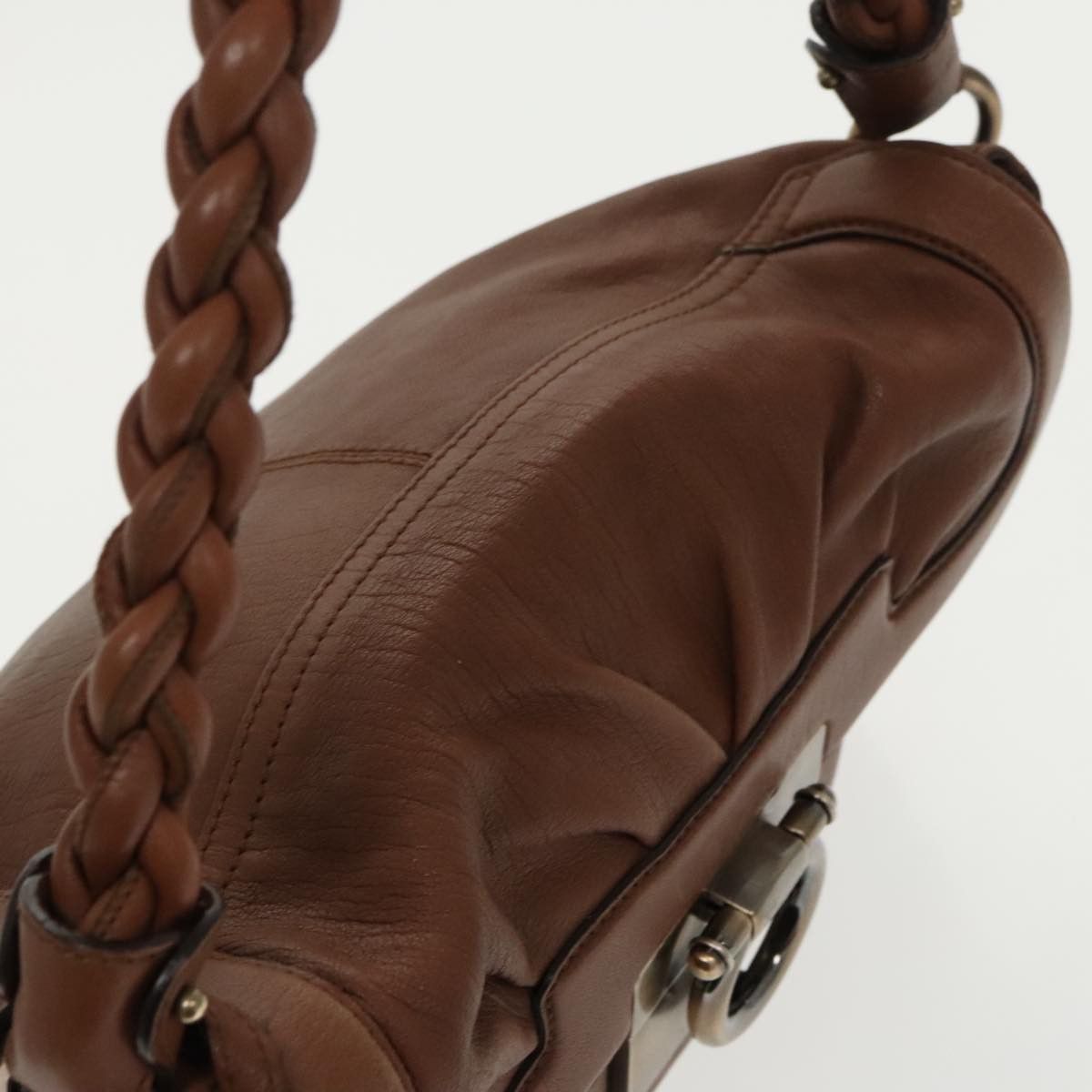 Salvatore Ferragamo Gancini Brown Leather Shoulder Bag (Pre-Owned) Size ONE SIZE - 6 Thumbnail