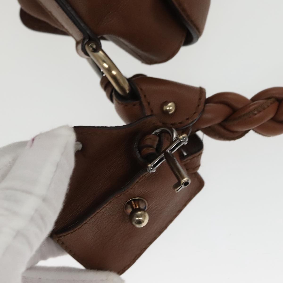 Salvatore Ferragamo Gancini Brown Leather Shoulder Bag (Pre-Owned) Size ONE SIZE - 14 Thumbnail