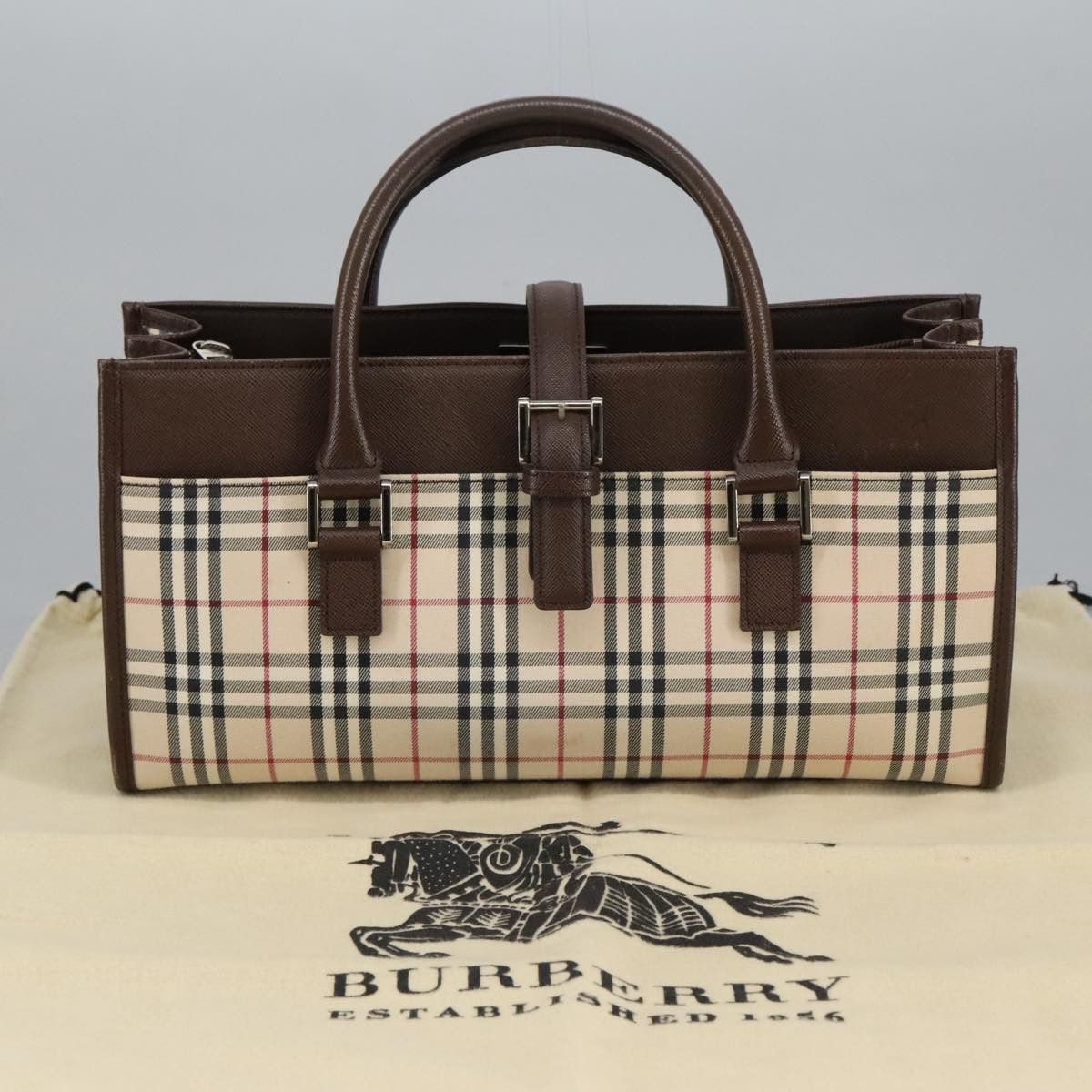 Burberry Nova Check Beige Canvas Handbag (Pre-Owned) Size ONE SIZE - 14 Thumbnail