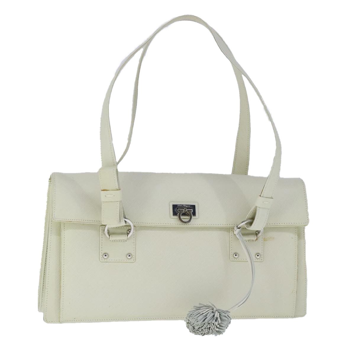Salvatore Ferragamo Gancini White Leather Handbag (Pre-Owned) Size ONE SIZE - 16 Thumbnail