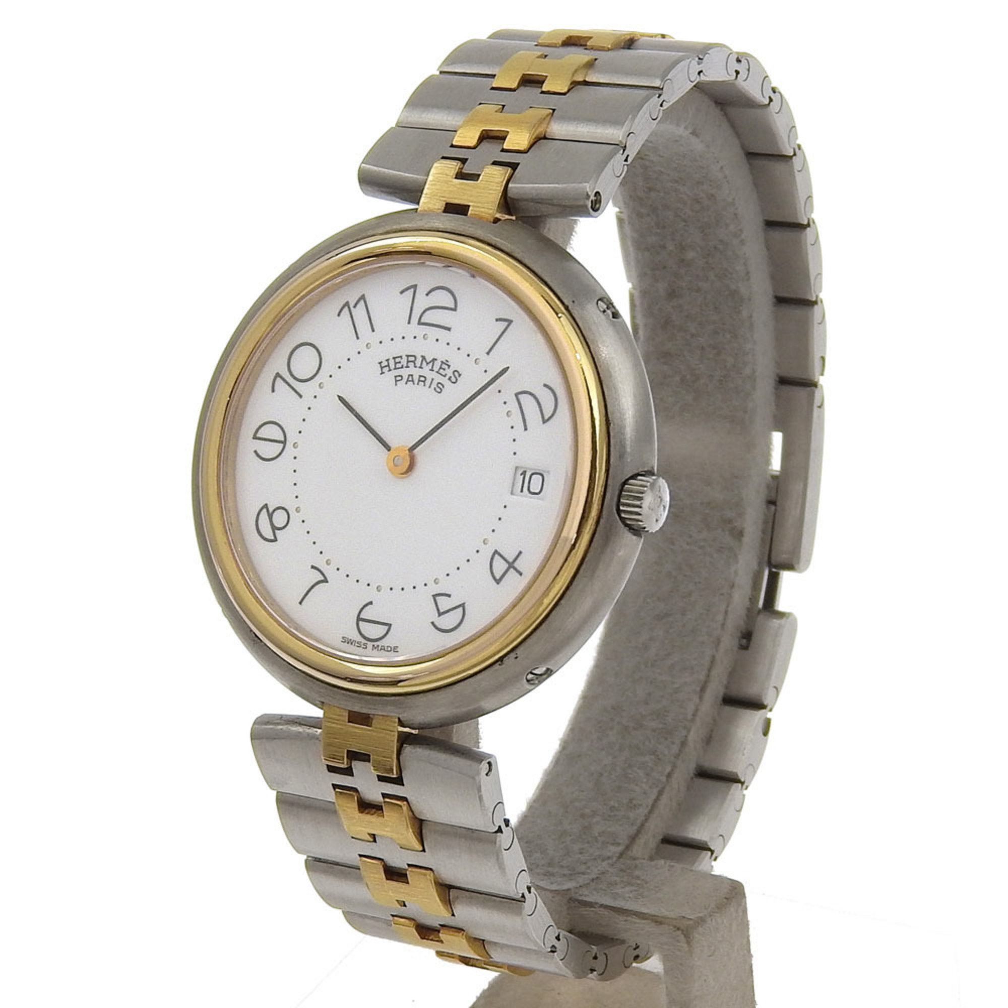 Hermes Hermes Profile Date Watch, combination, stainless steel x gold plated, quartz, analog display, white dial, date, men's Size ONE SIZE - 2 Thumbnail