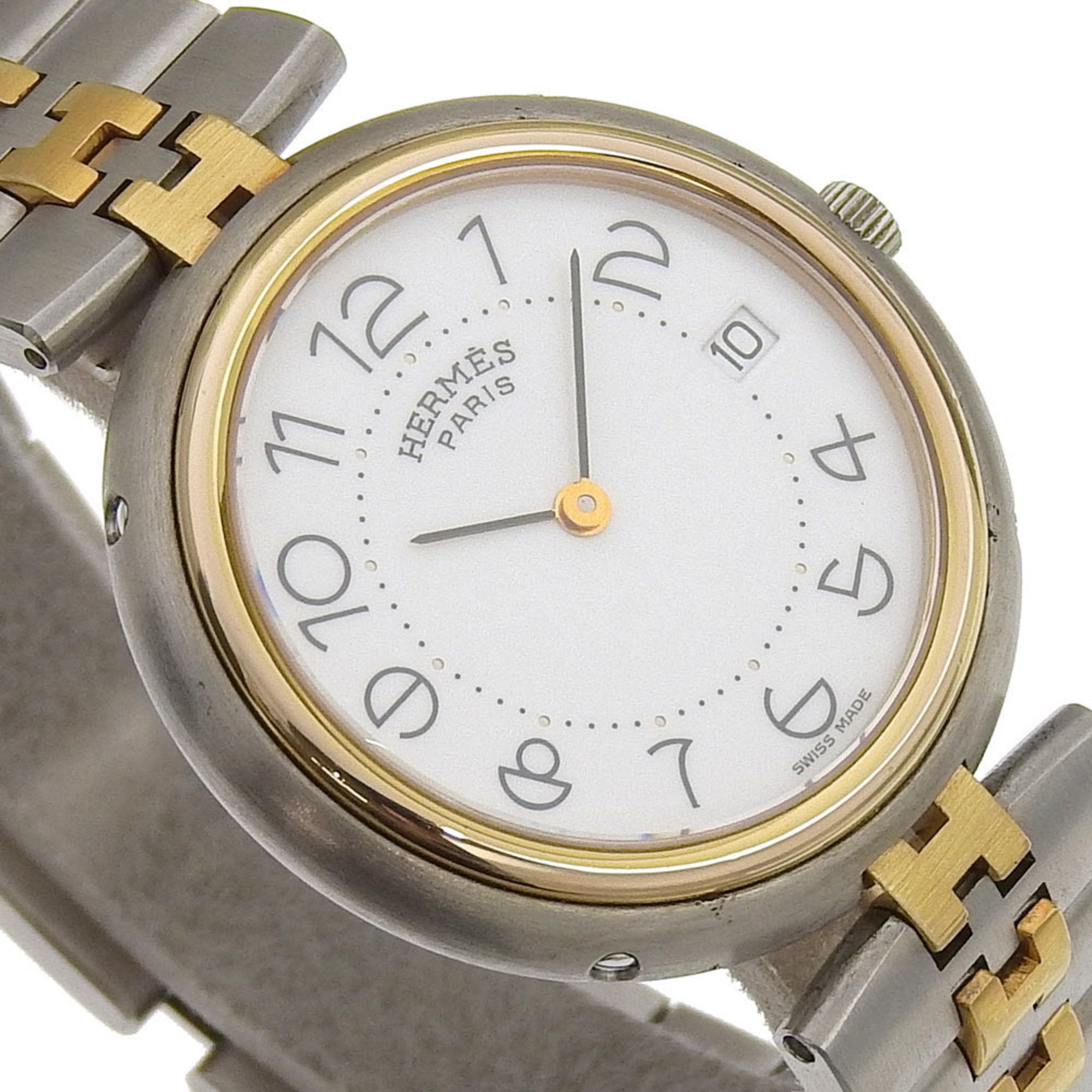 Hermes Hermes Profile Date Watch, combination, stainless steel x gold plated, quartz, analog display, white dial, date, men's Size ONE SIZE - 3 Thumbnail