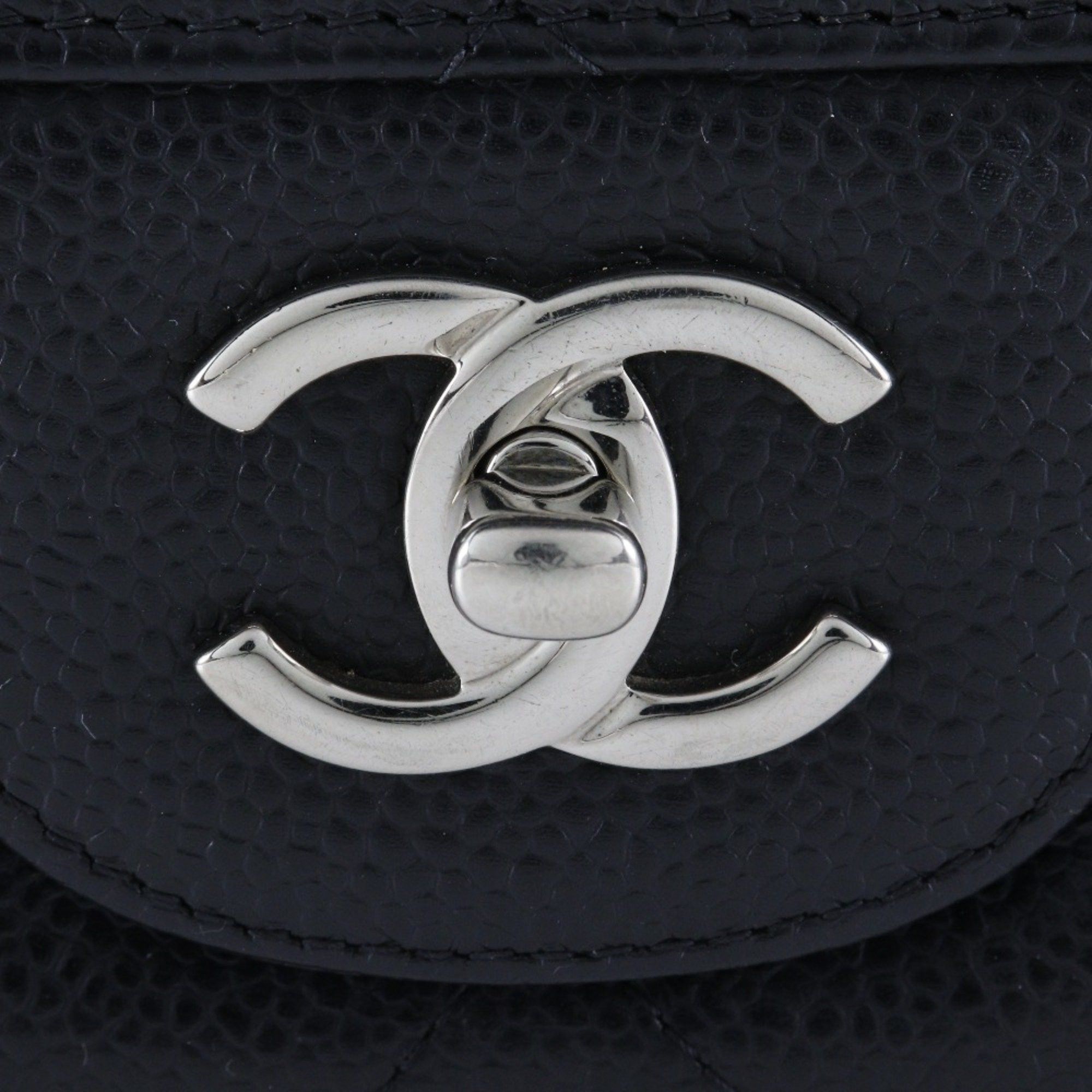 Chanel CHANEL Deca Matelasse 30 Shoulder Bag Chain Double Flap A58600 Caviar Skin Black A5 Turn Lock Women's Size ONE SIZE - 6 Thumbnail
