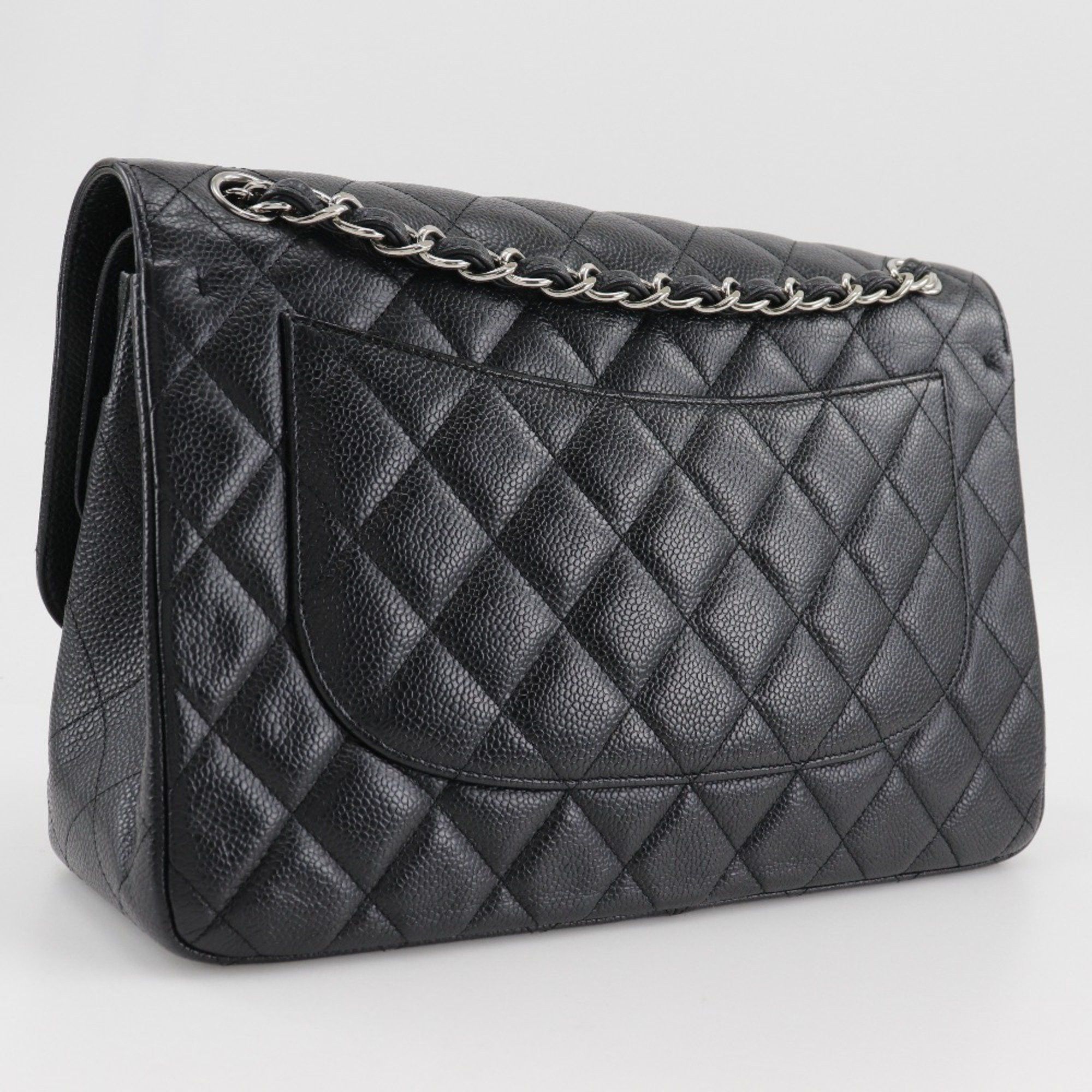 Chanel CHANEL Deca Matelasse 30 Shoulder Bag Chain Double Flap A58600 Caviar Skin Black A5 Turn Lock Women's Size ONE SIZE - 3 Thumbnail