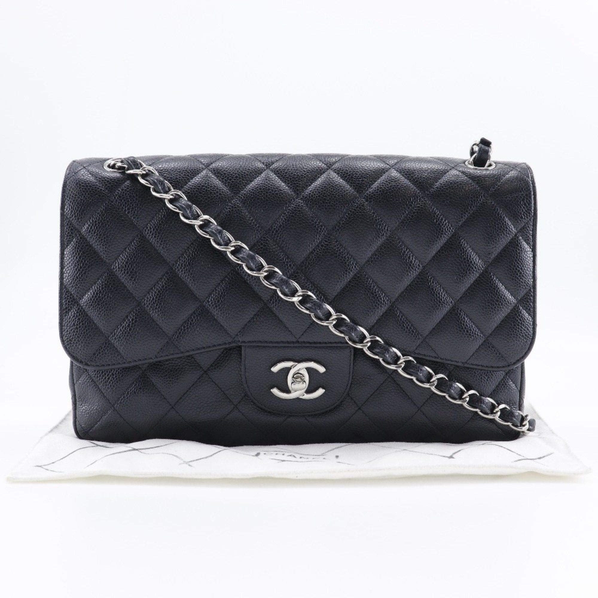Chanel CHANEL Deca Matelasse 30 Shoulder Bag Chain Double Flap A58600 Caviar Skin Black A5 Turn Lock Women's Size ONE SIZE - 13 Thumbnail