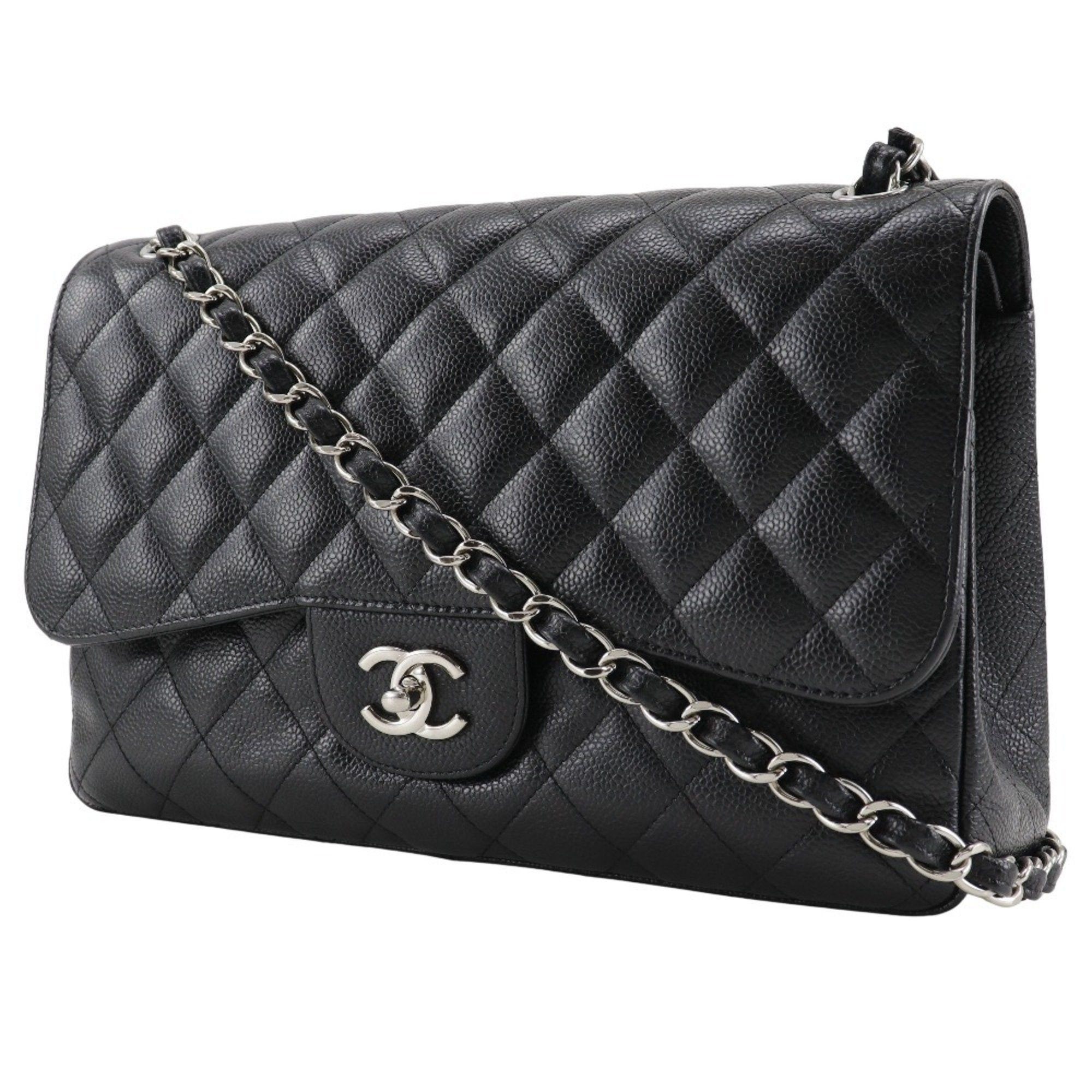Chanel CHANEL Deca Matelasse 30 Shoulder Bag Chain Double Flap A58600 Caviar Skin Black A5 Turn Lock Women's Size ONE SIZE - 2 Thumbnail