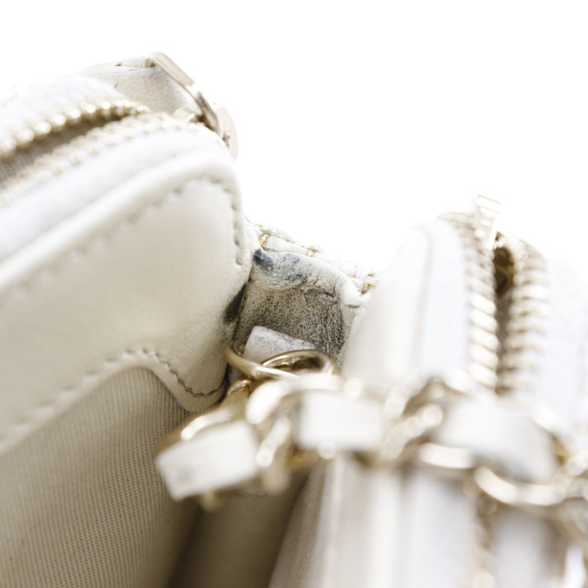 Chanel CHANEL Deauville Chain Shoulder Bag Clutch A84415 Tweed White 2way ChainShoulder Women's Size ONE SIZE - 13 Thumbnail