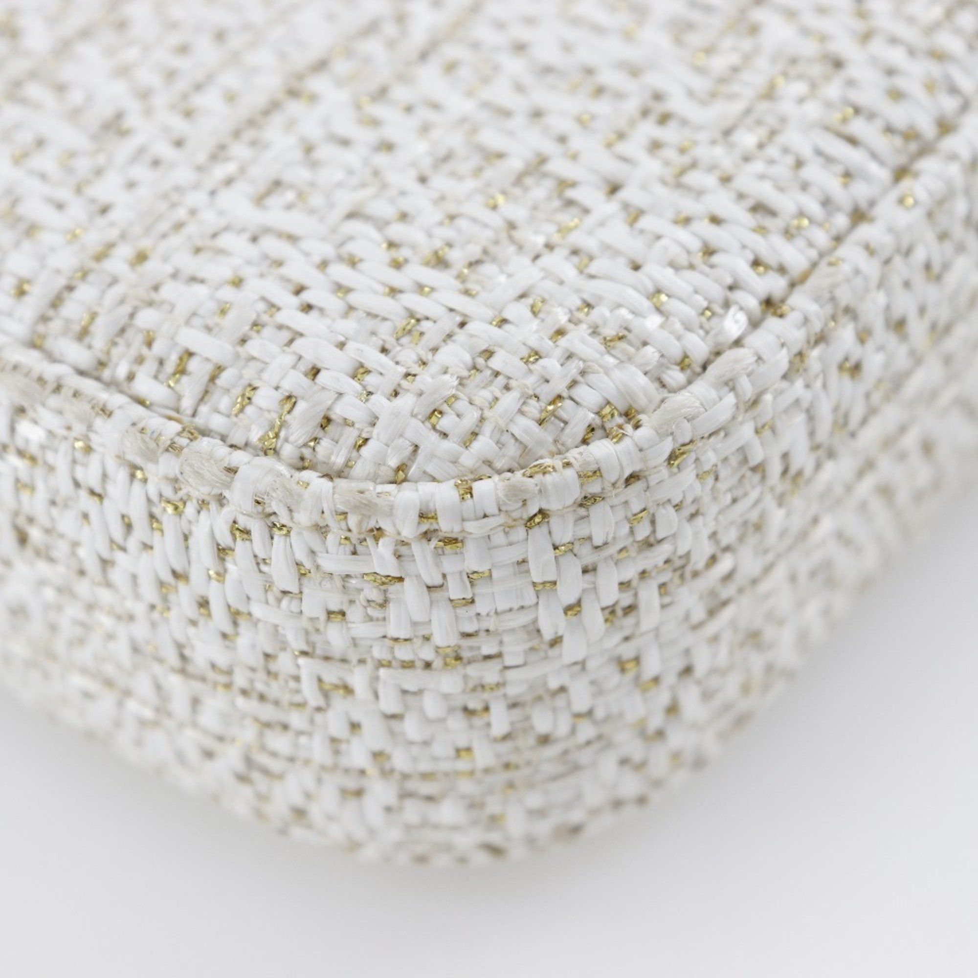 Chanel CHANEL Deauville Chain Shoulder Bag Clutch A84415 Tweed White 2way ChainShoulder Women's Size ONE SIZE - 4 Thumbnail