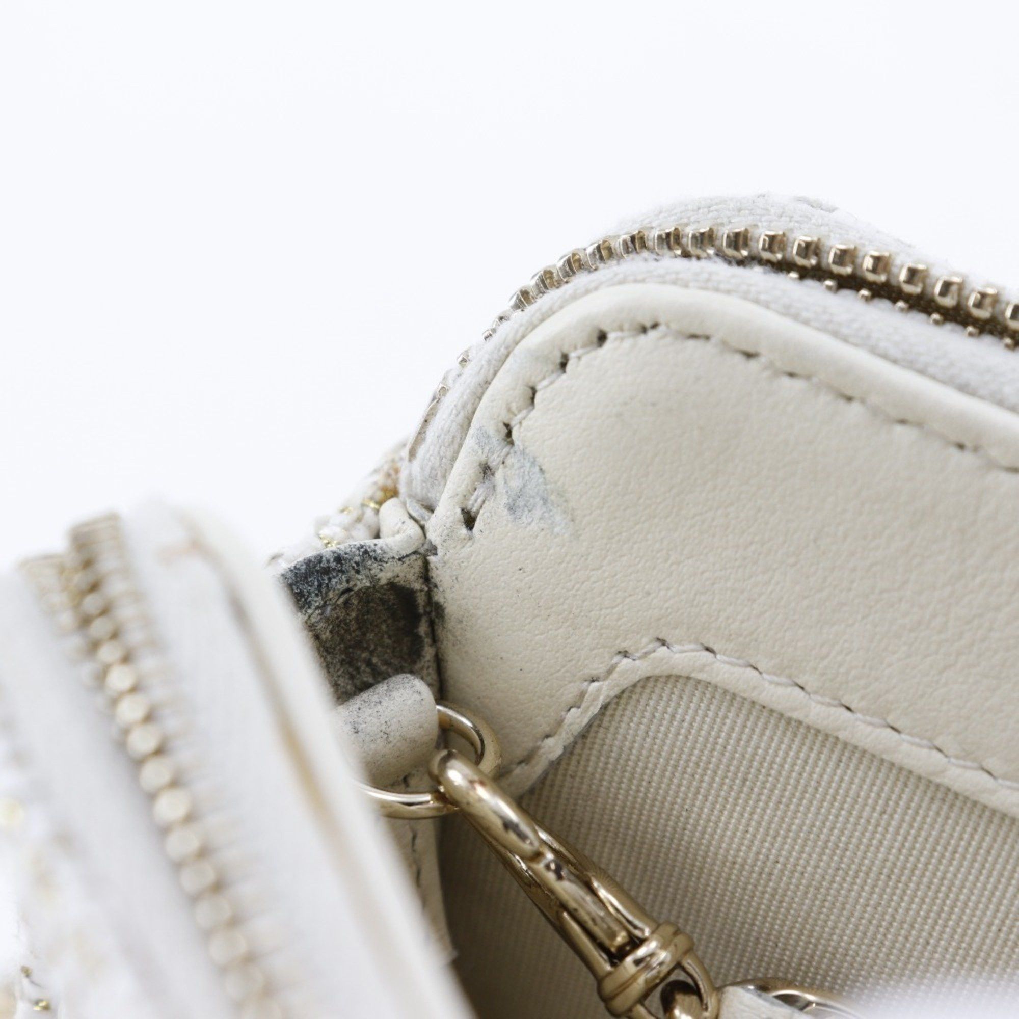 Chanel CHANEL Deauville Chain Shoulder Bag Clutch A84415 Tweed White 2way ChainShoulder Women's Size ONE SIZE - 14 Thumbnail