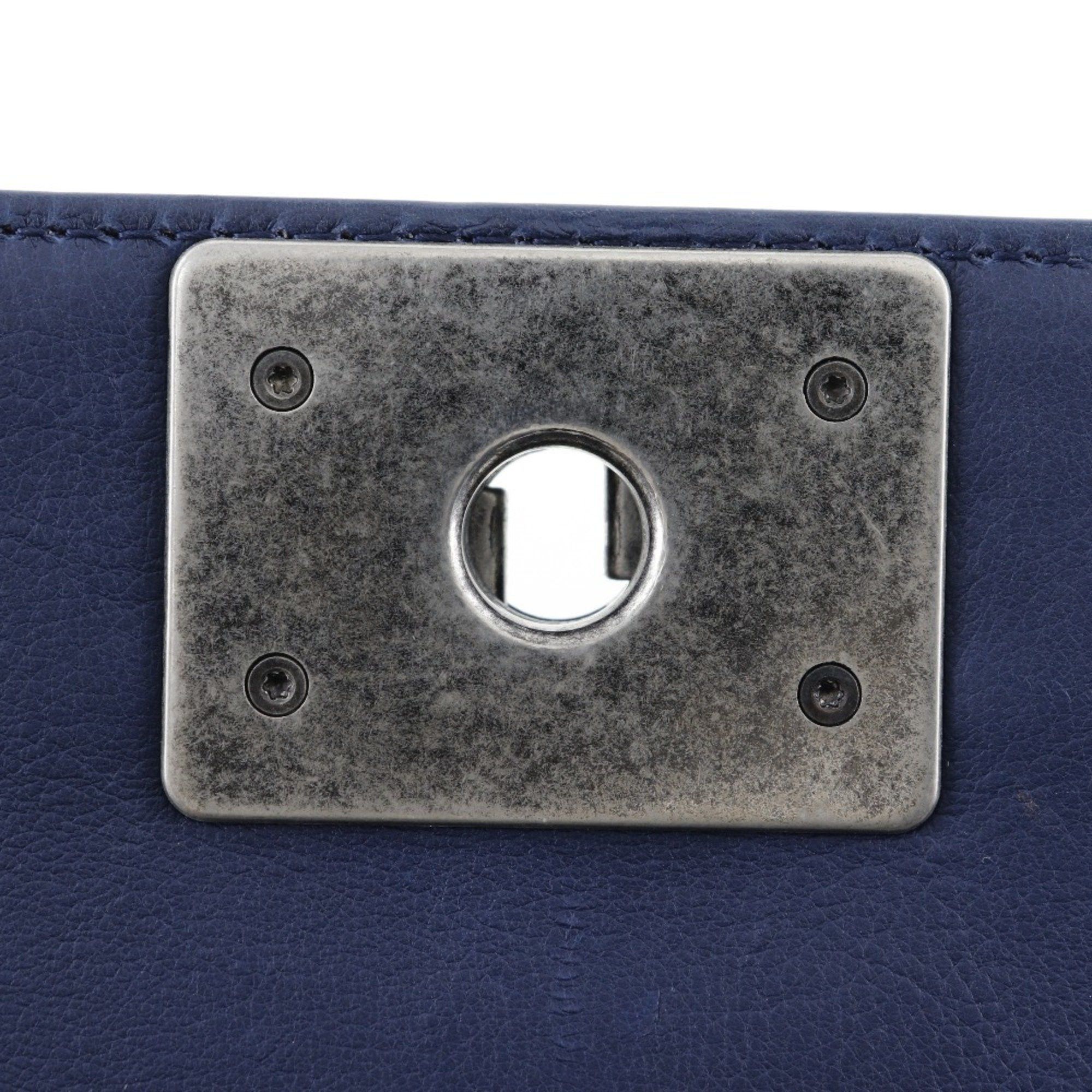 Chanel CHANEL Boy Chanel Shoulder Bag Chain Matelasse Lambskin Navy Flap Women's Size ONE SIZE - 10 Thumbnail