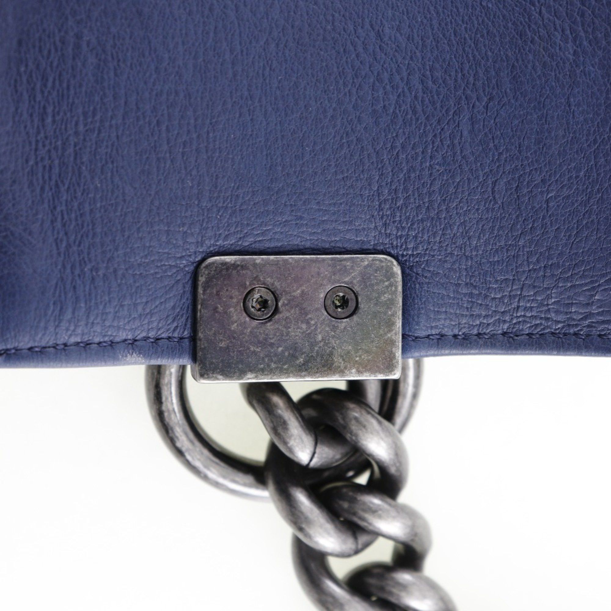 Chanel CHANEL Boy Chanel Shoulder Bag Chain Matelasse Lambskin Navy Flap Women's Size ONE SIZE - 9 Thumbnail