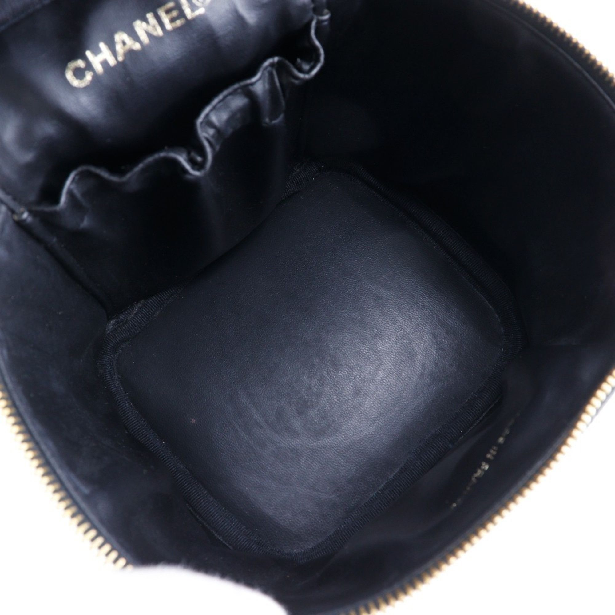 Chanel CHANEL Vanity Pouch Handbag A01998 Caviar Skin Black Women's Size ONE SIZE - 6 Thumbnail