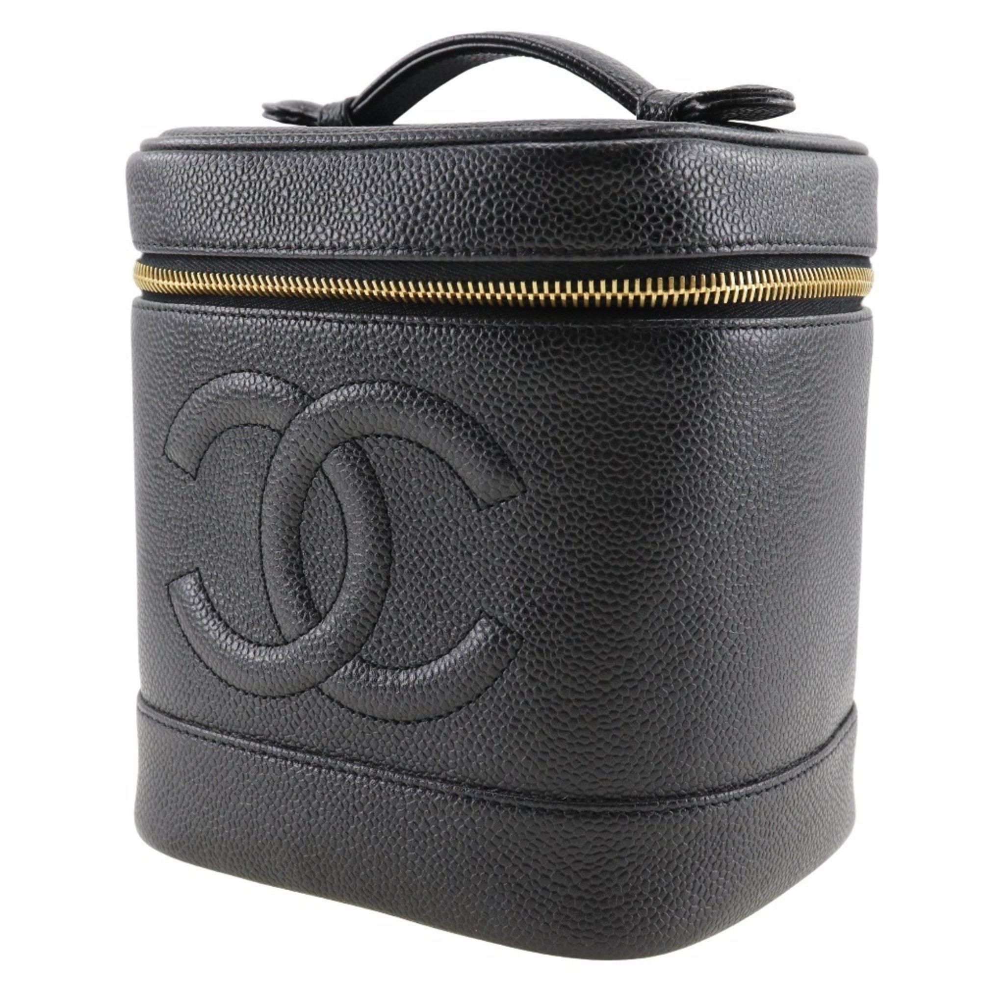 Chanel CHANEL Vanity Pouch Handbag A01998 Caviar Skin Black Women's Size ONE SIZE - 2 Thumbnail