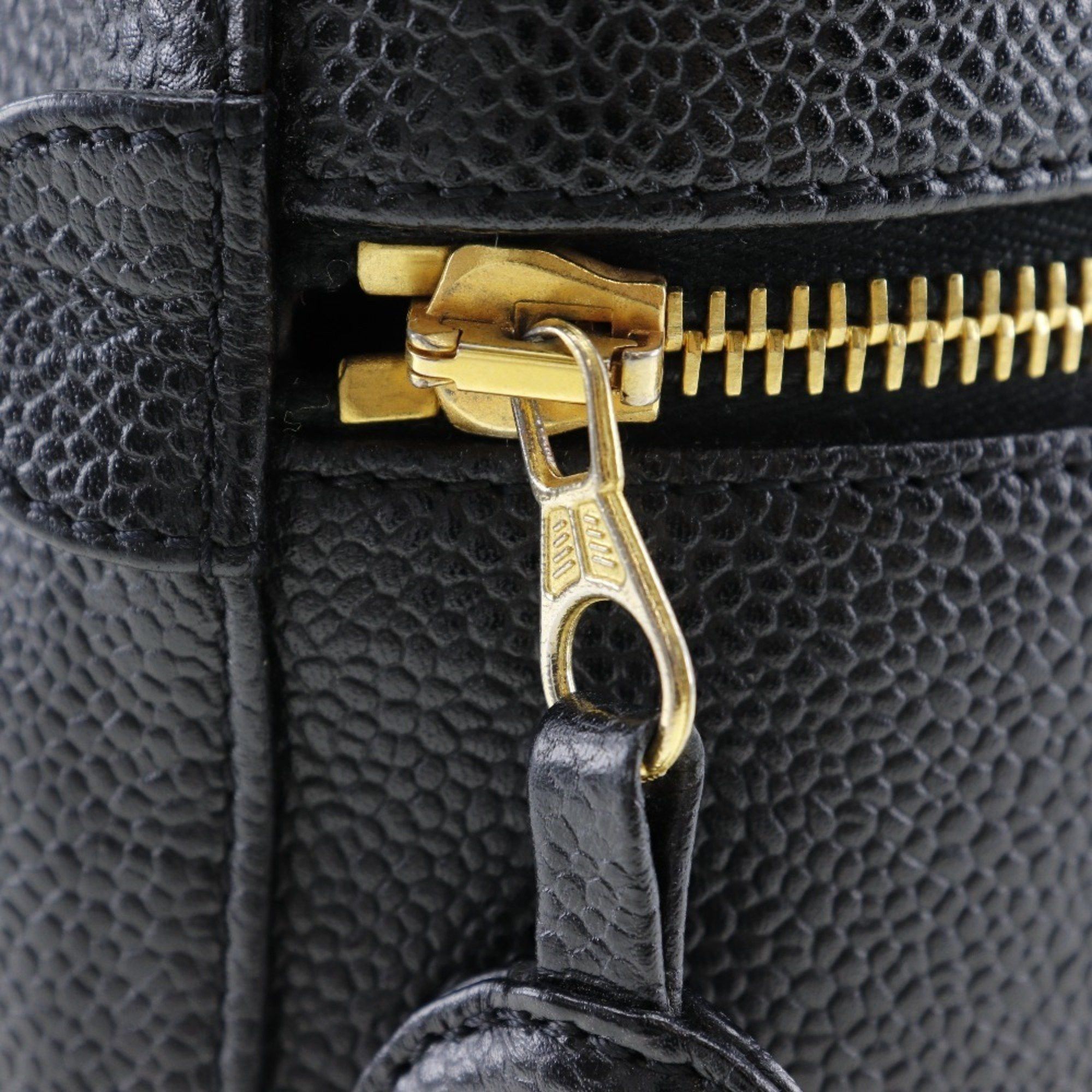 Chanel CHANEL Vanity Pouch Handbag A01998 Caviar Skin Black Women's Size ONE SIZE - 8 Thumbnail