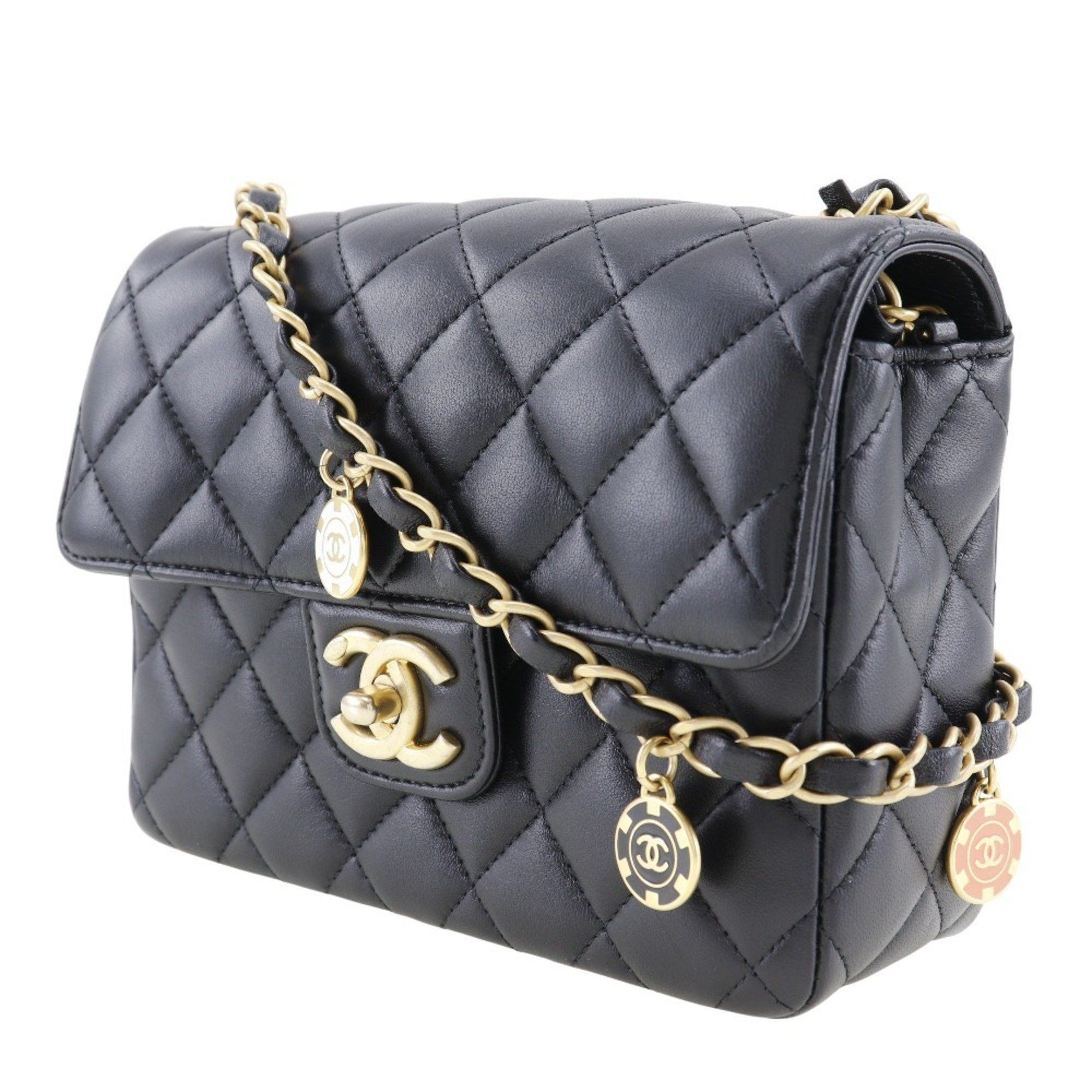 Chanel CHANEL Matelasse Shoulder Bag Chain Coco Mark Charm Calfskin Black Turn Lock Women's Size ONE SIZE - 2 Thumbnail