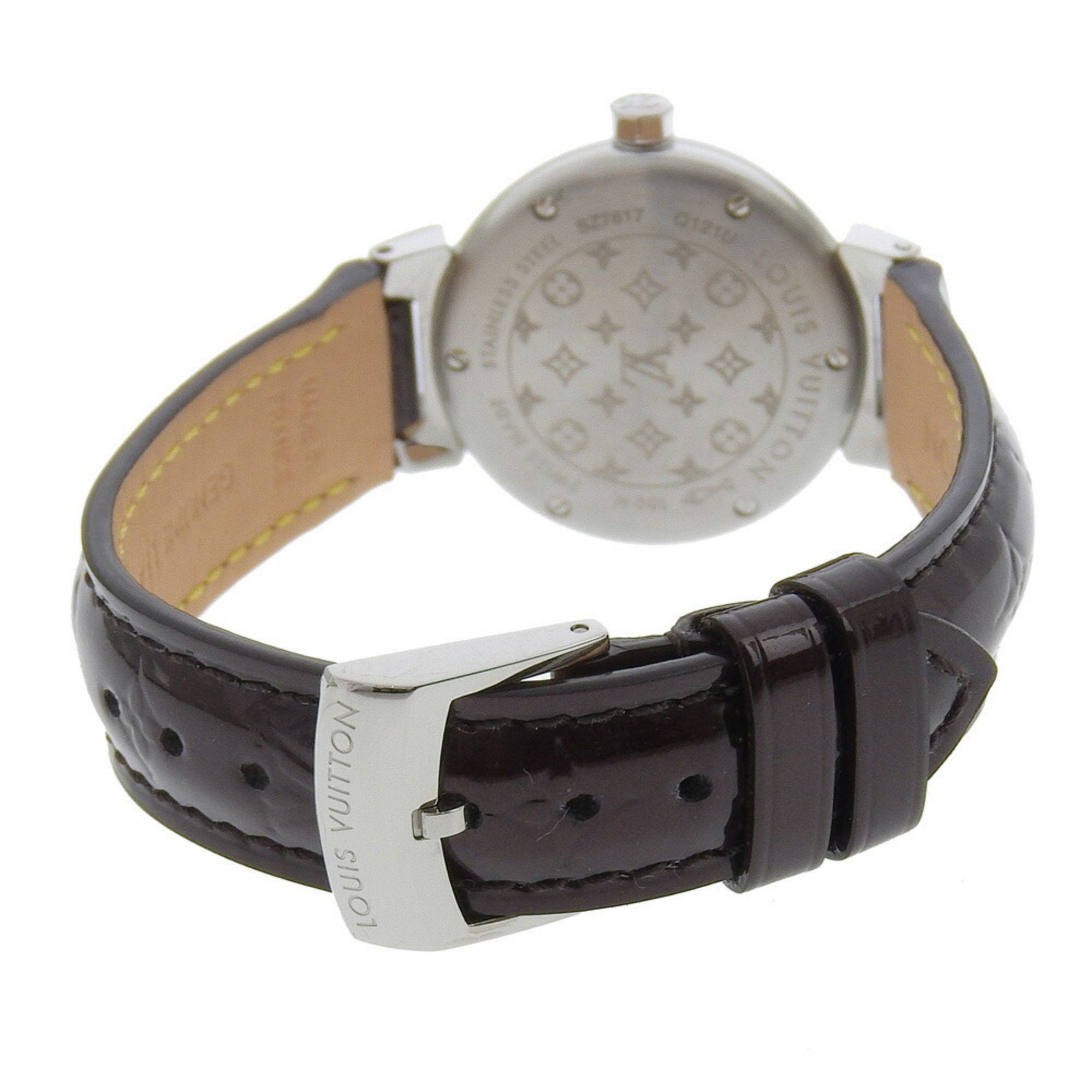 Louis Vuitton Louis Vuitton Tambour Watch Disc Diamant Amarante Q121U Stainless Steel x Monogram Vernis Diamond Quartz Analog Display Amarant Dial Women's Size ONE SIZE - 4 Thumbnail