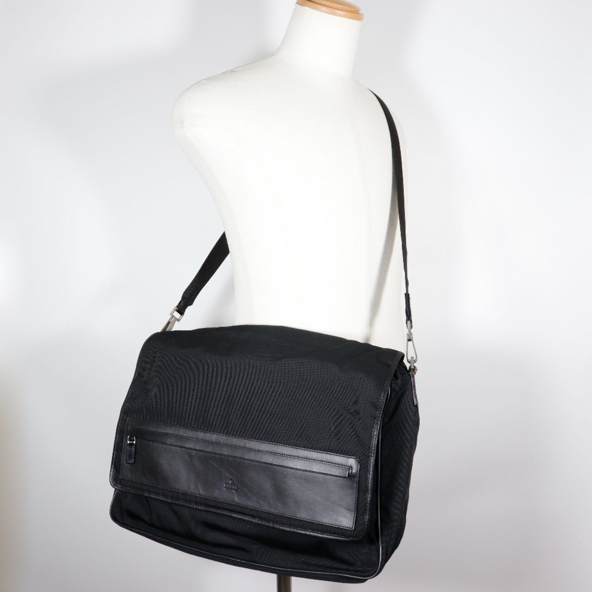 Gucci GUCCI Crossbody Shoulder Bag 019 0376 Nylon Canvas Black Velcro Men's Size ONE SIZE - 11 Thumbnail